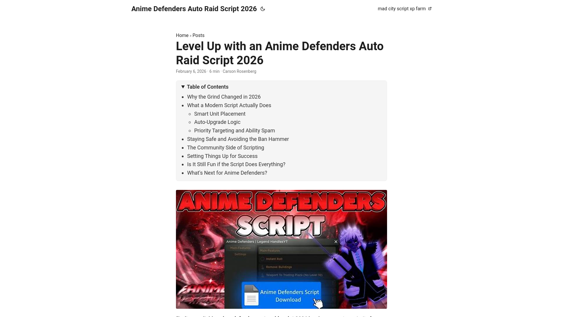 website screenshot of https://anime-defenders-auto-raid-script-2026.pages.dev/