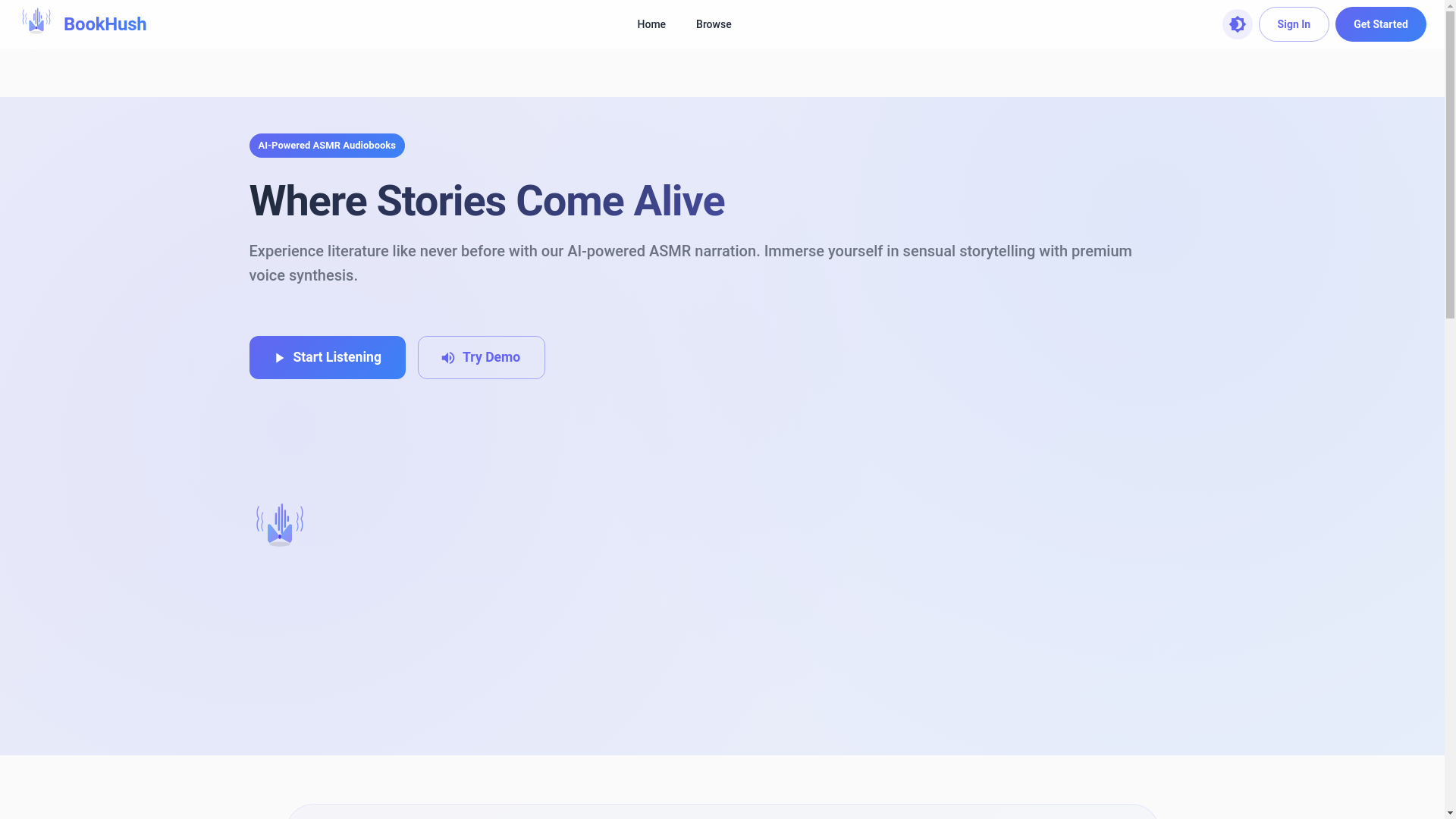 website screenshot of https://bookhush.com/