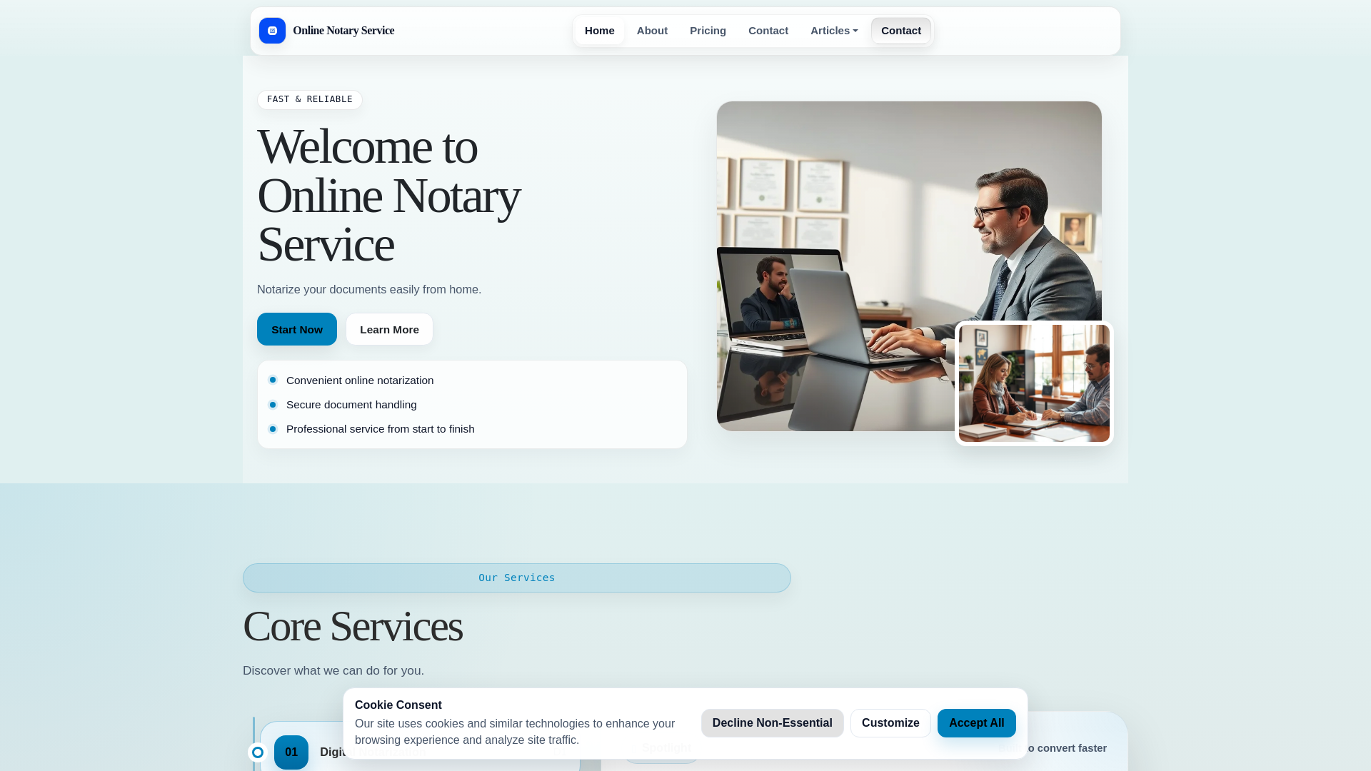 website screenshot of https://onlinotarysvc.click/