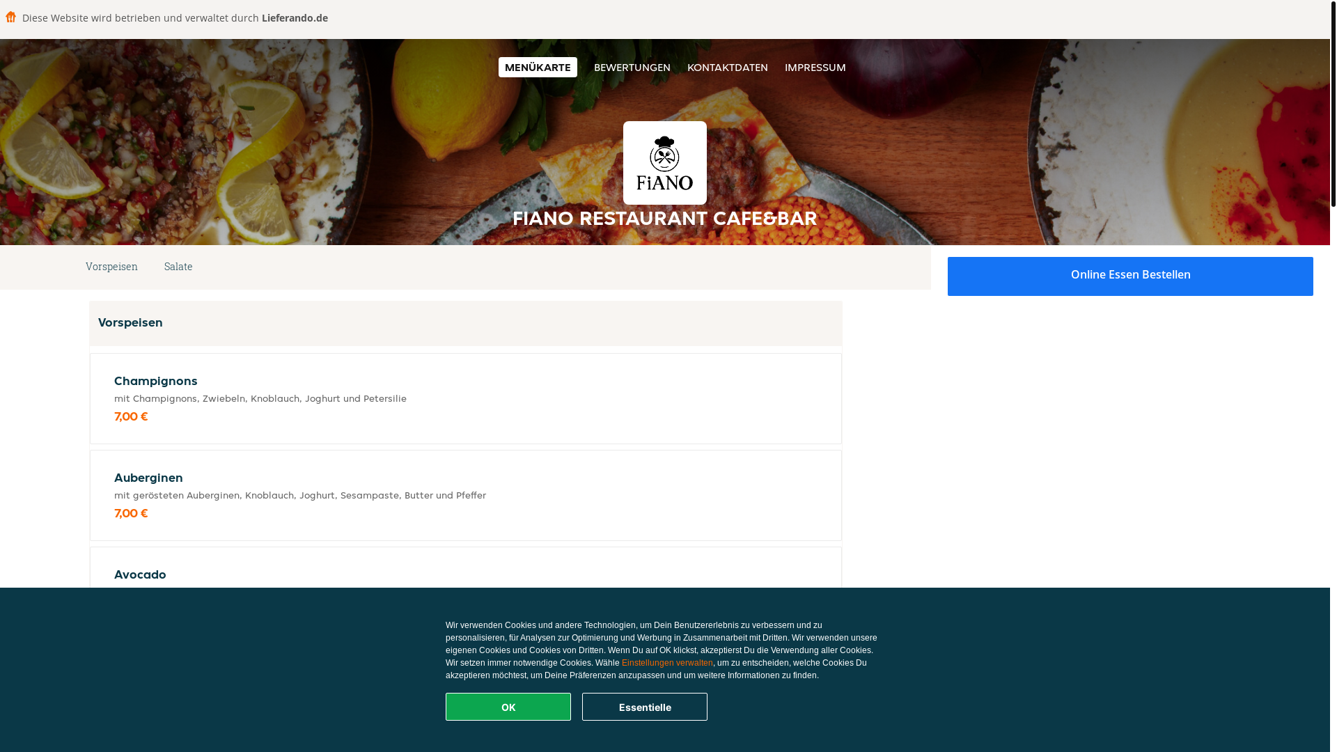 website screenshot of https://fianorestaurantcafebar-troisdorf.de/