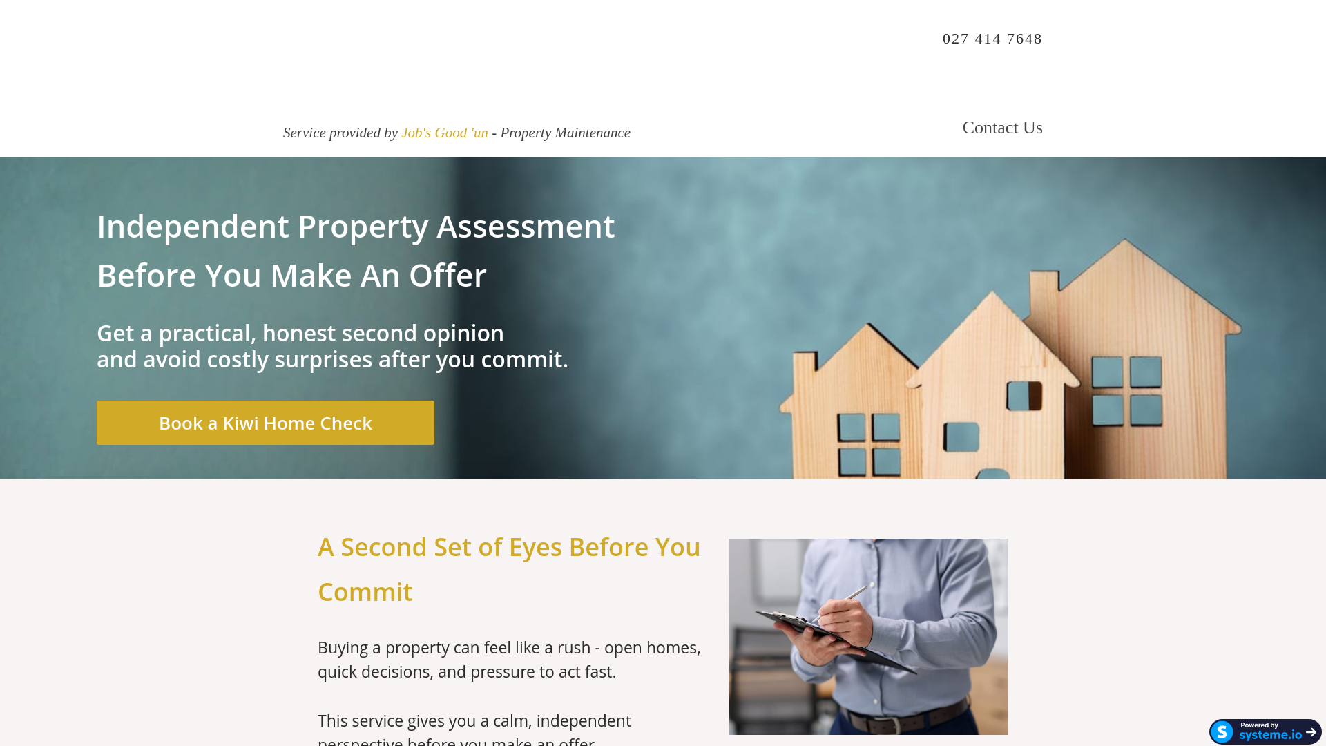 website screenshot of https://kiwihomecheck.co.nz/