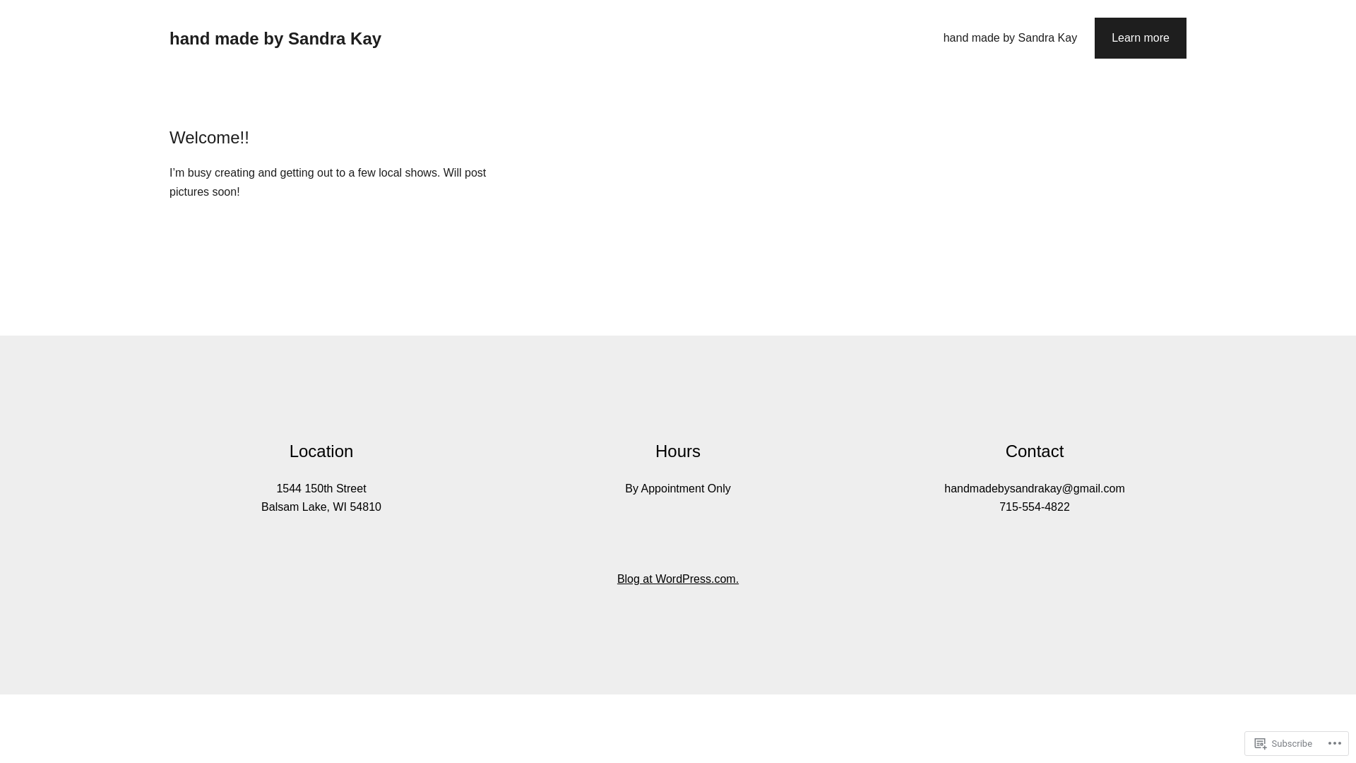 website screenshot of https://handmadebysandrakay.com/