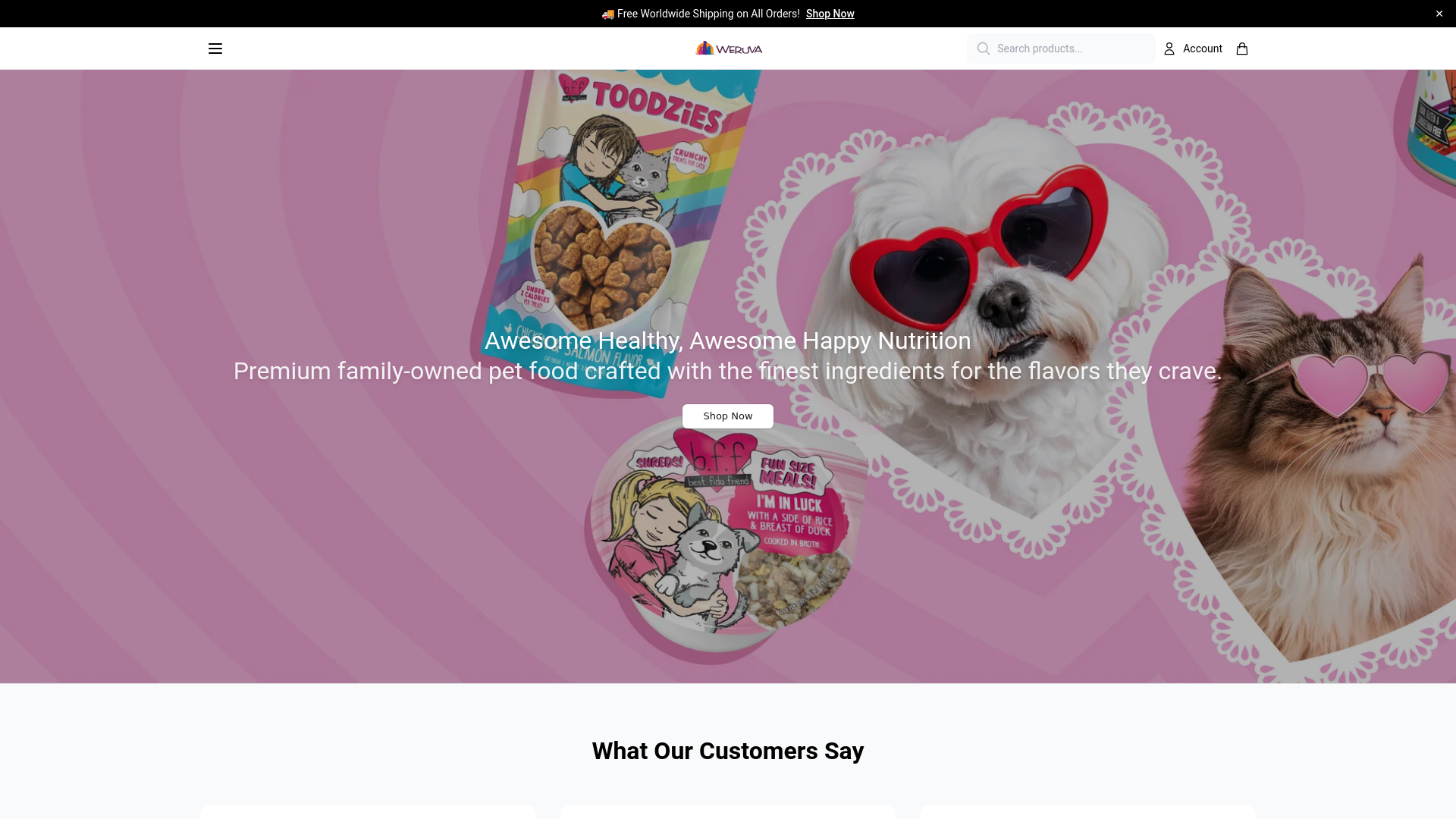 website screenshot of https://weruvadog.shop/