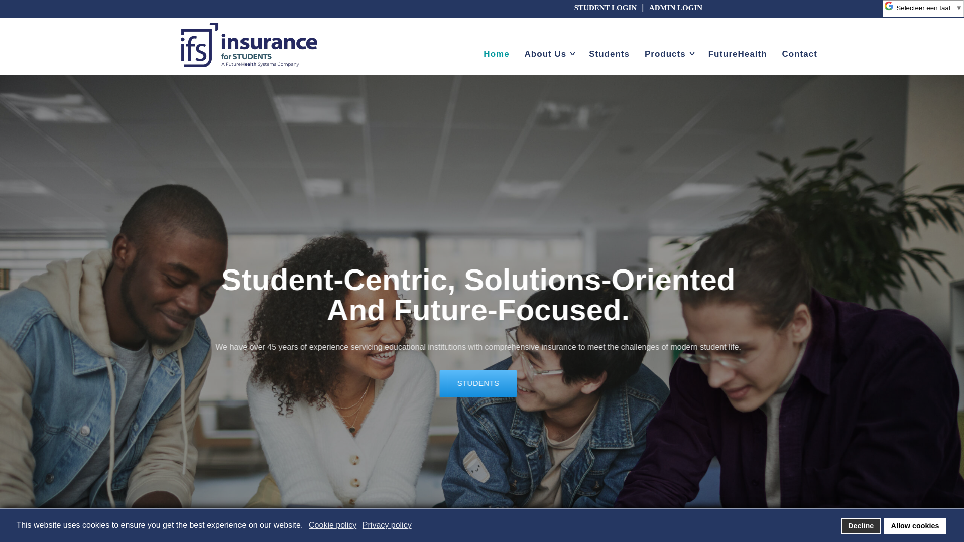 website screenshot of https://insuranceforstudents.com/