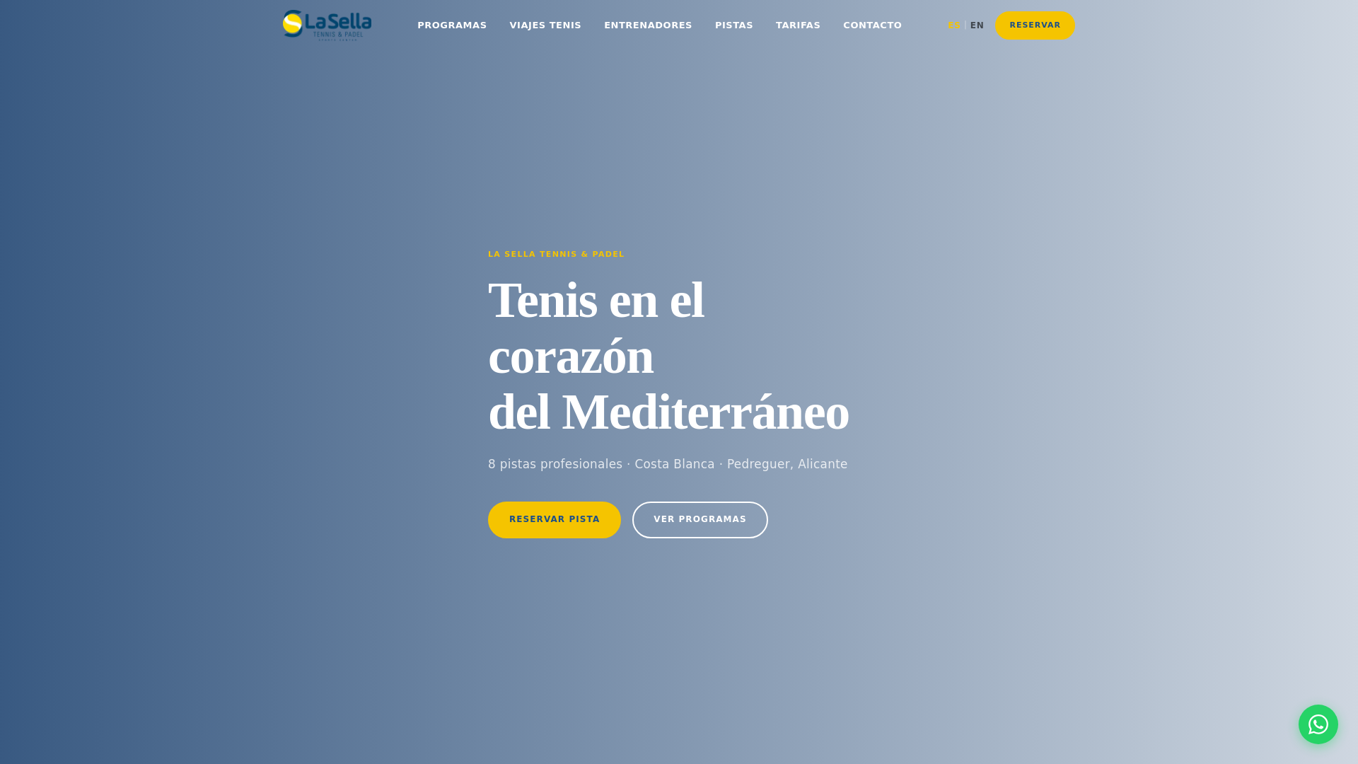 website screenshot of https://tenislasella.es/