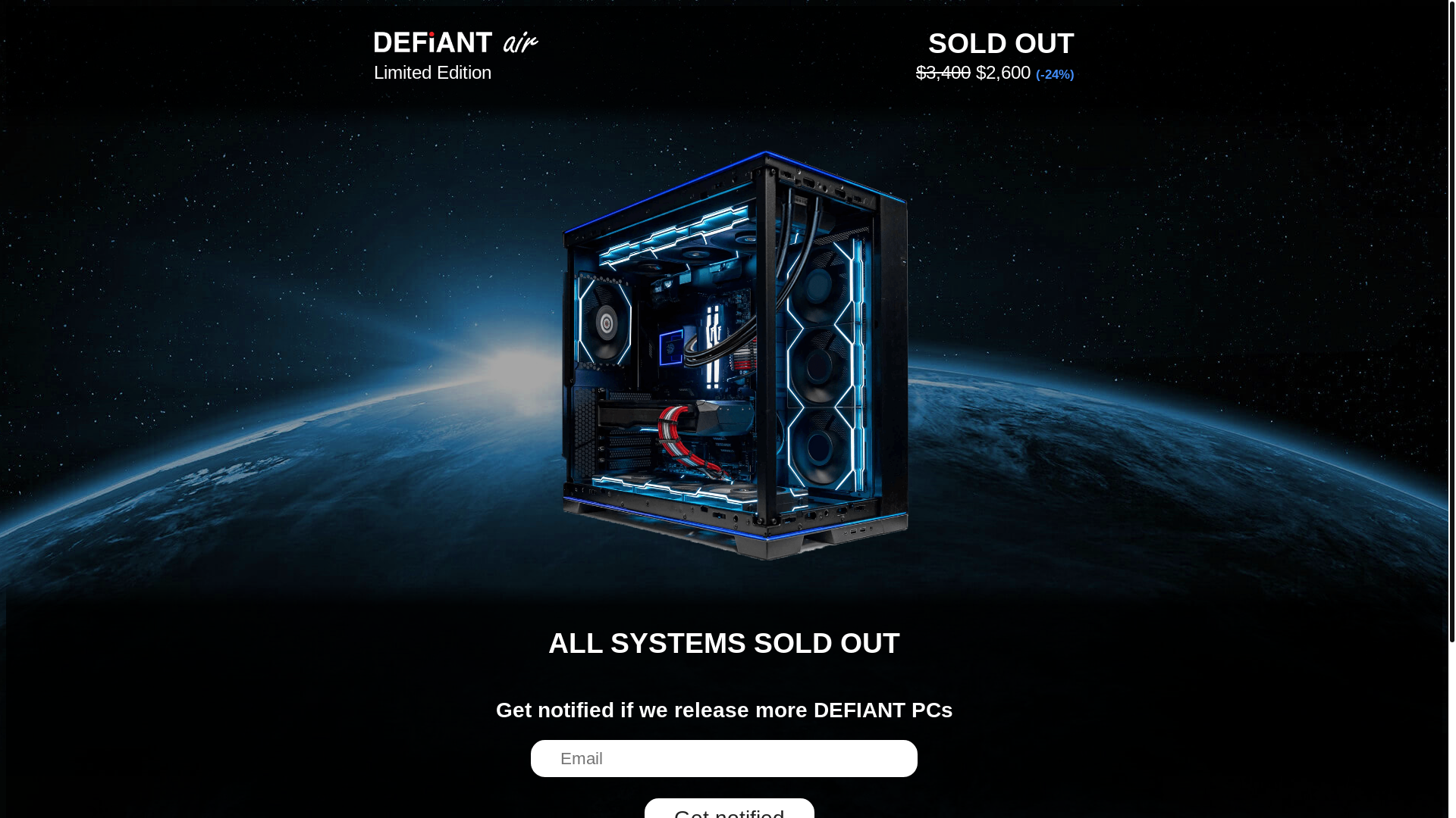 website screenshot of https://defiantpcs.com/