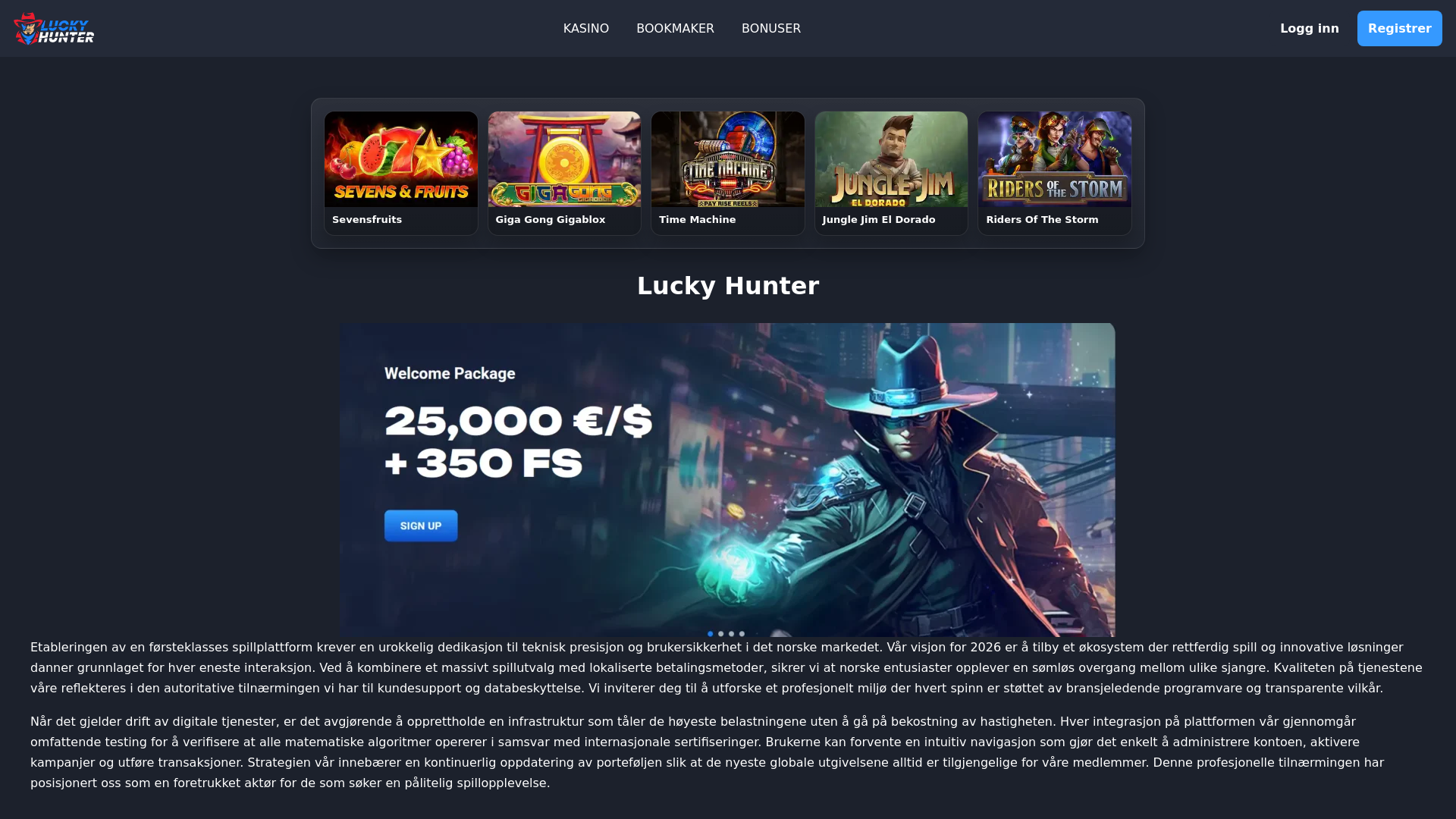 website screenshot of https://luckyhunter.cyou