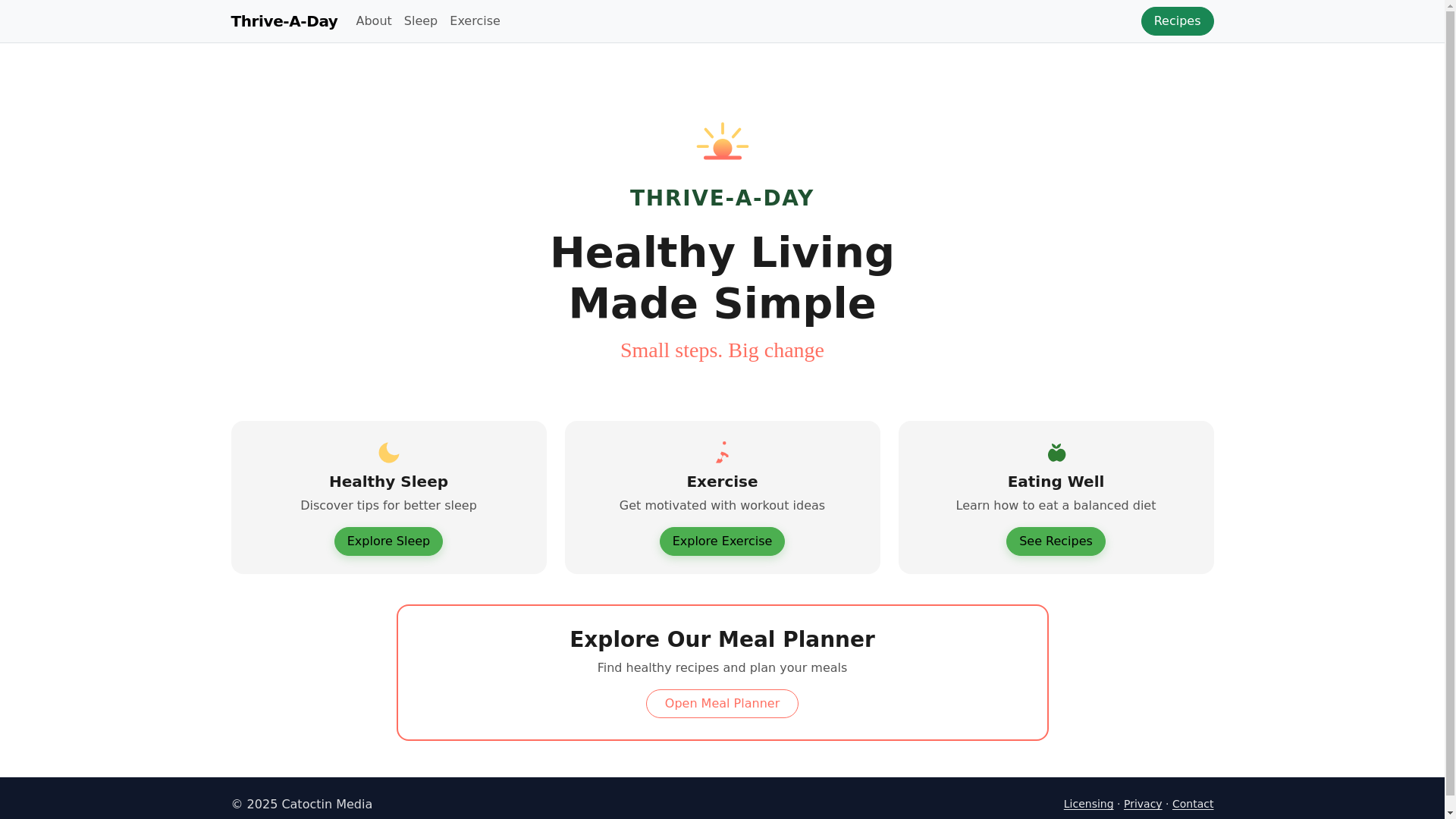 website screenshot of https://thriveaday.pages.dev/