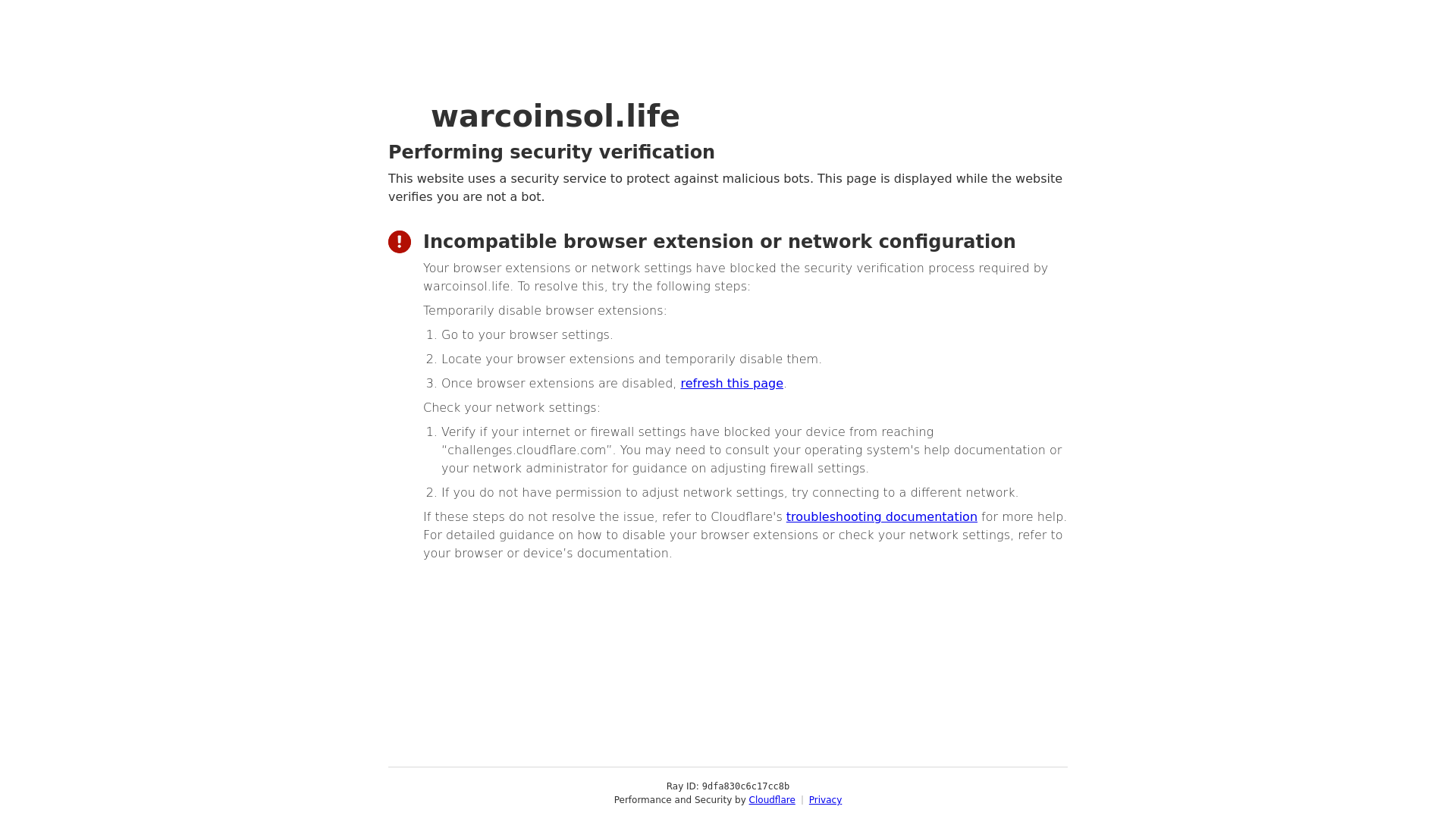 website screenshot of https://warcoinsol.life