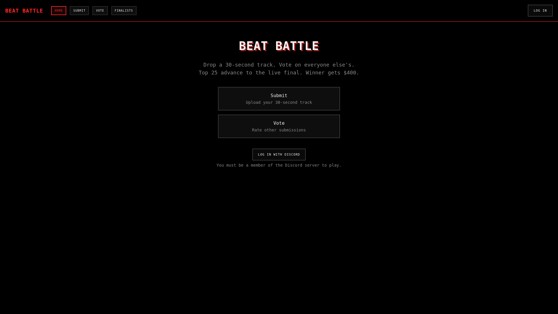 website screenshot of https://beatbattlesubmissions.com/