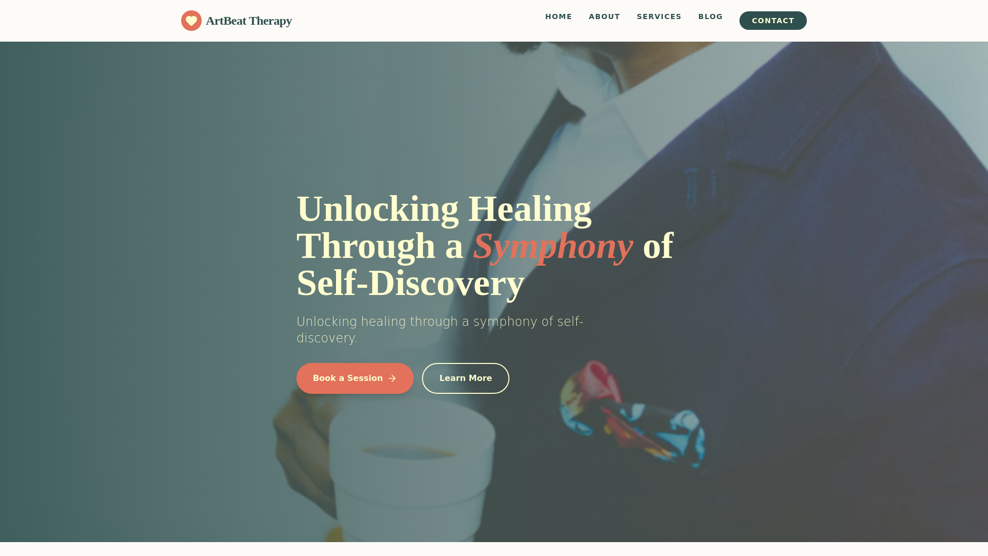 website screenshot of https://artbeattherapy.co.za/