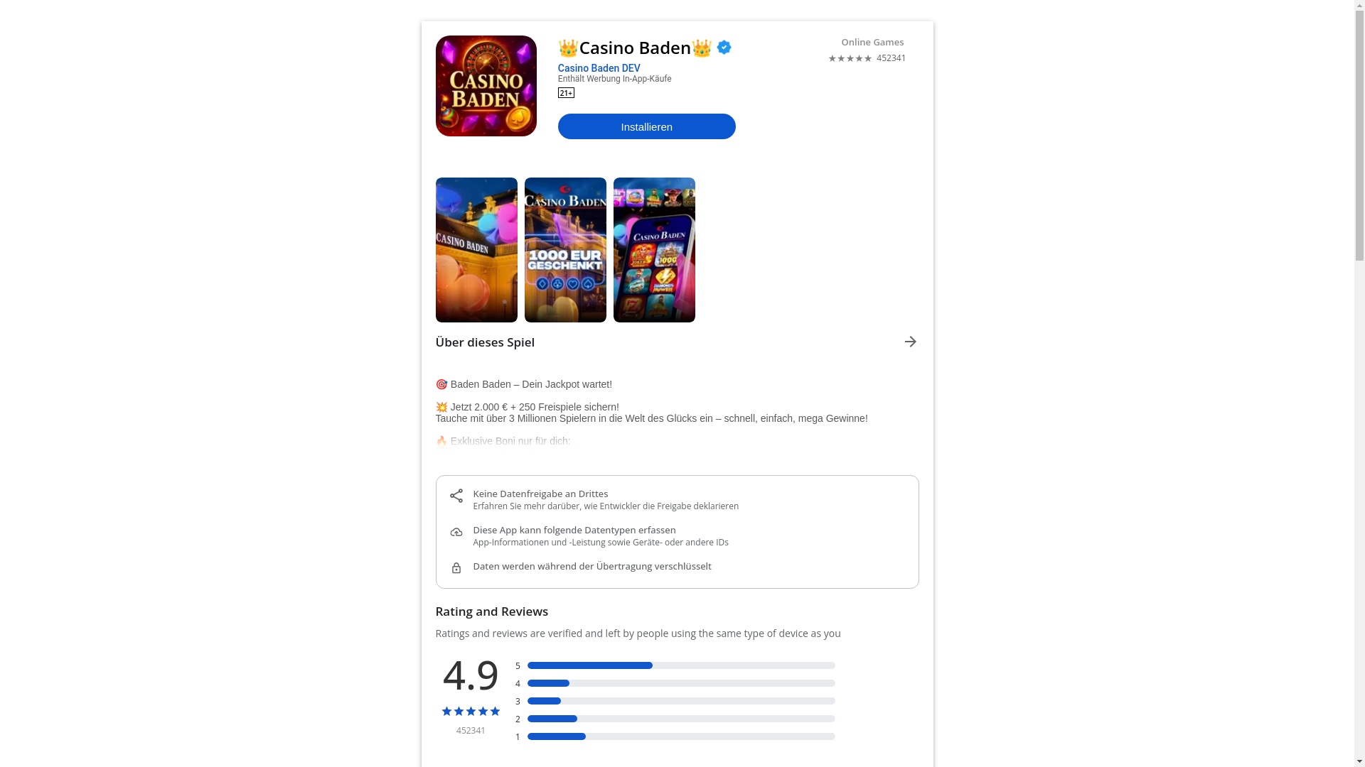 website screenshot of https://casino-baden.click/