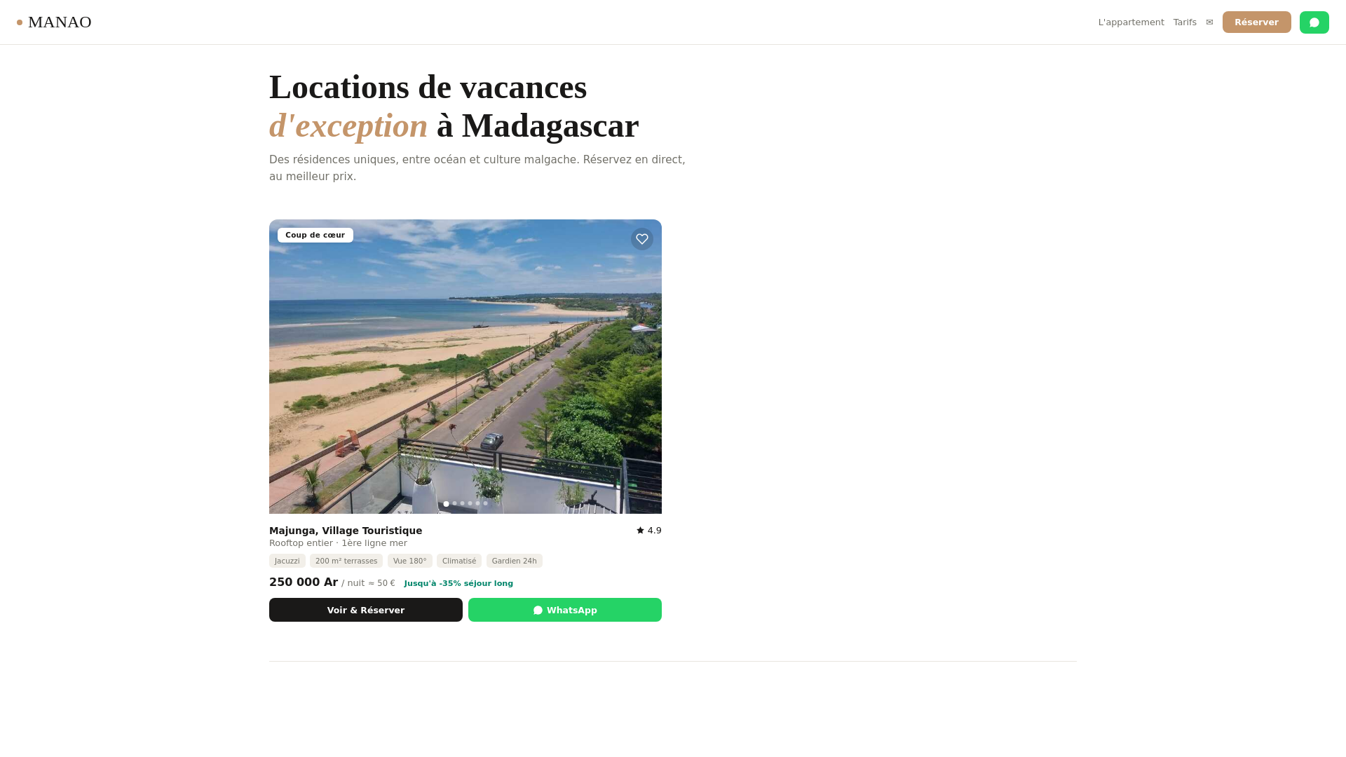 website screenshot of https://manao-residence.com