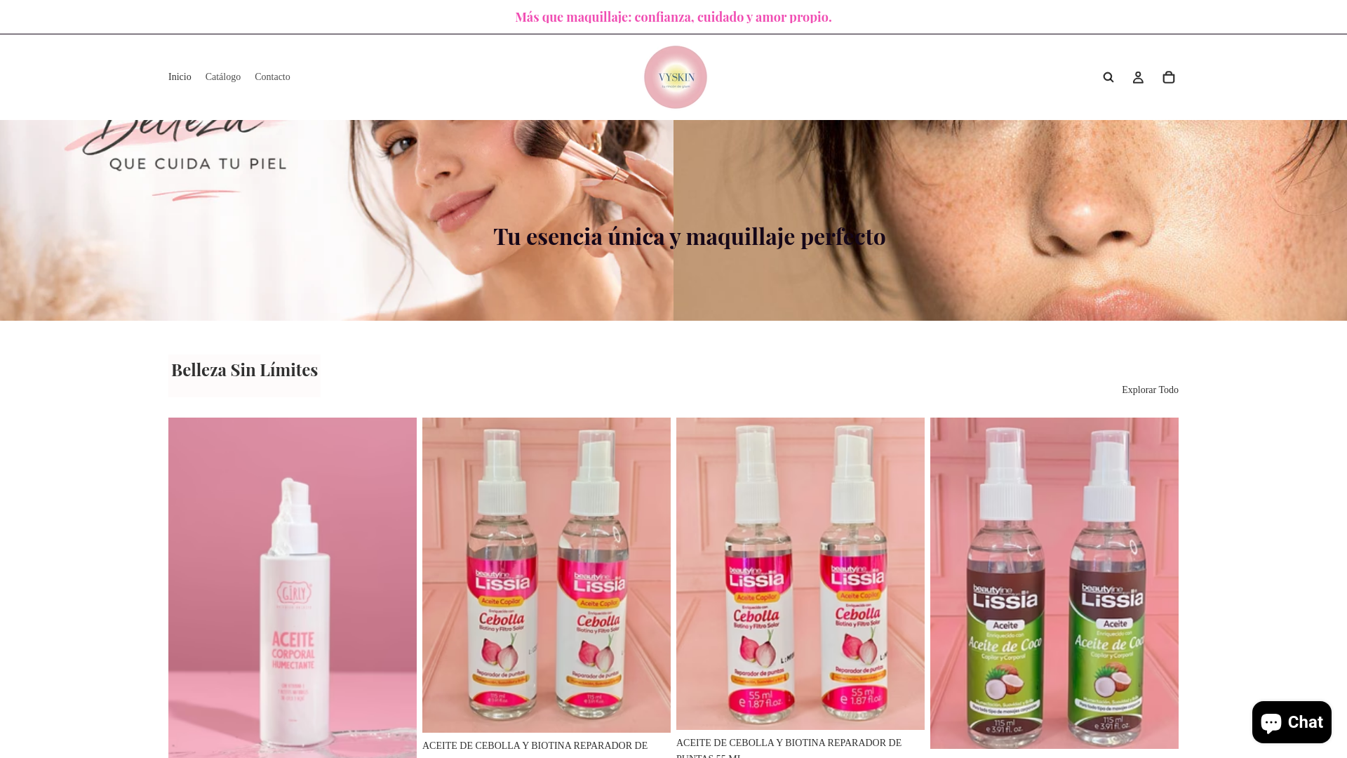 website screenshot of https://vyskin.store/