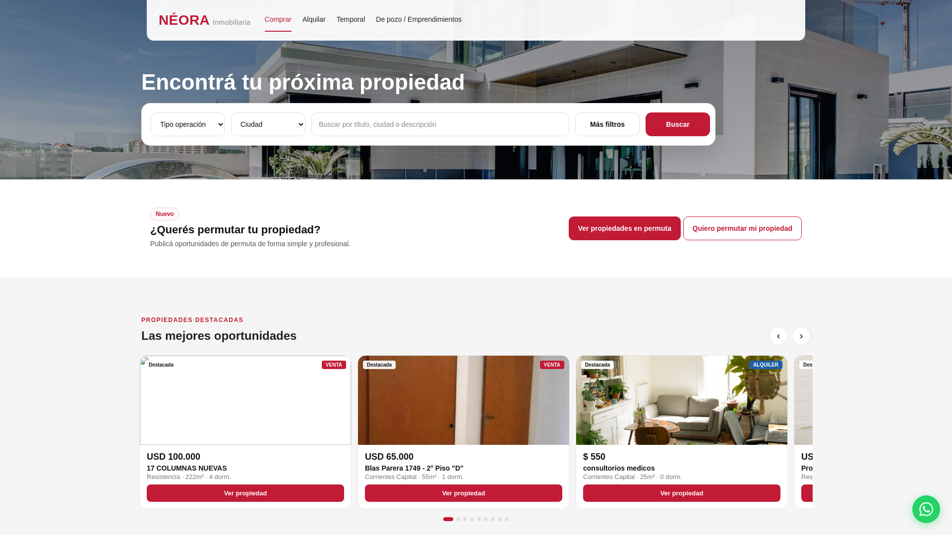 website screenshot of https://neora-inmobiliaria.pages.dev/