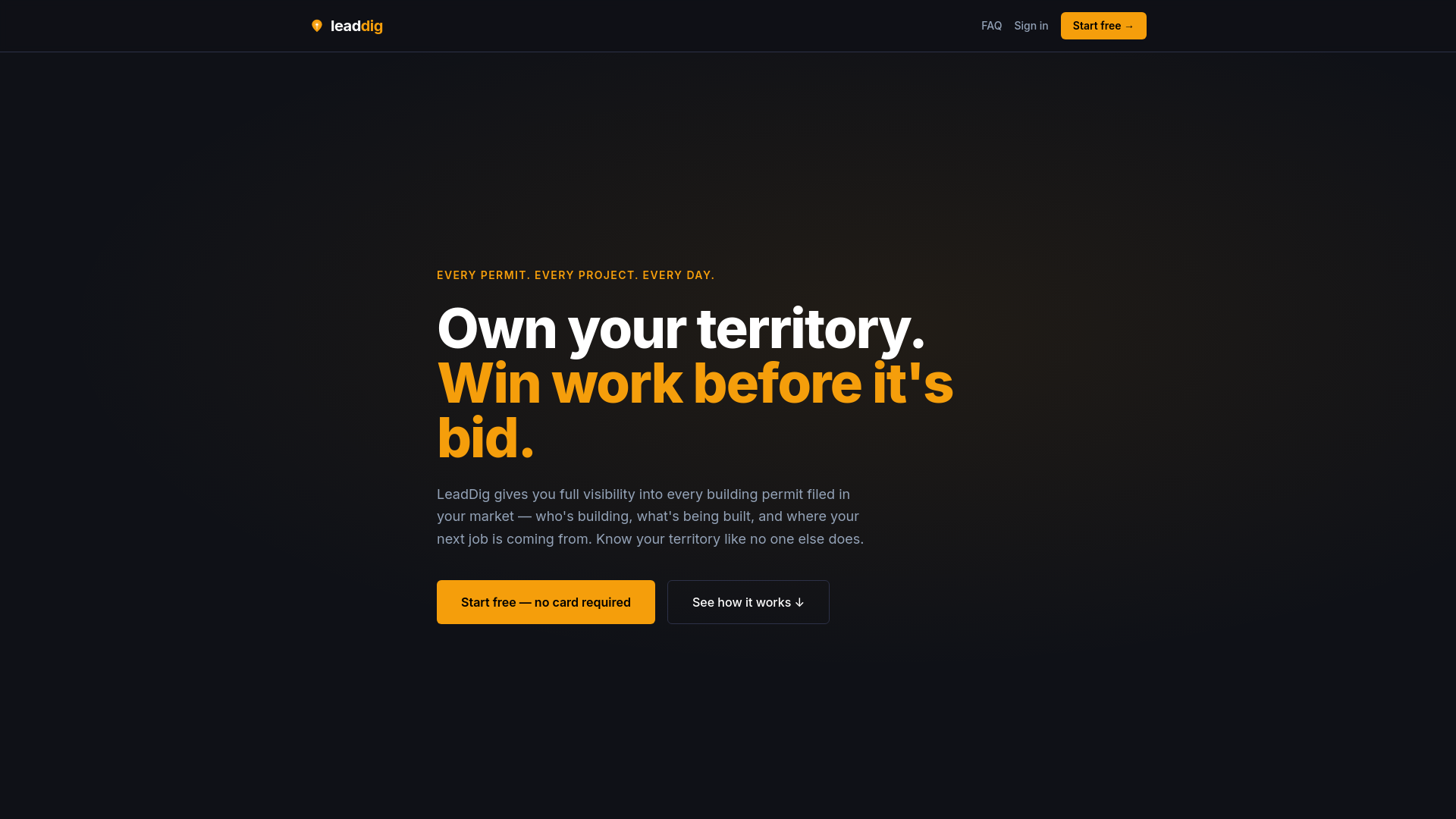 website screenshot of https://leaddig.io/