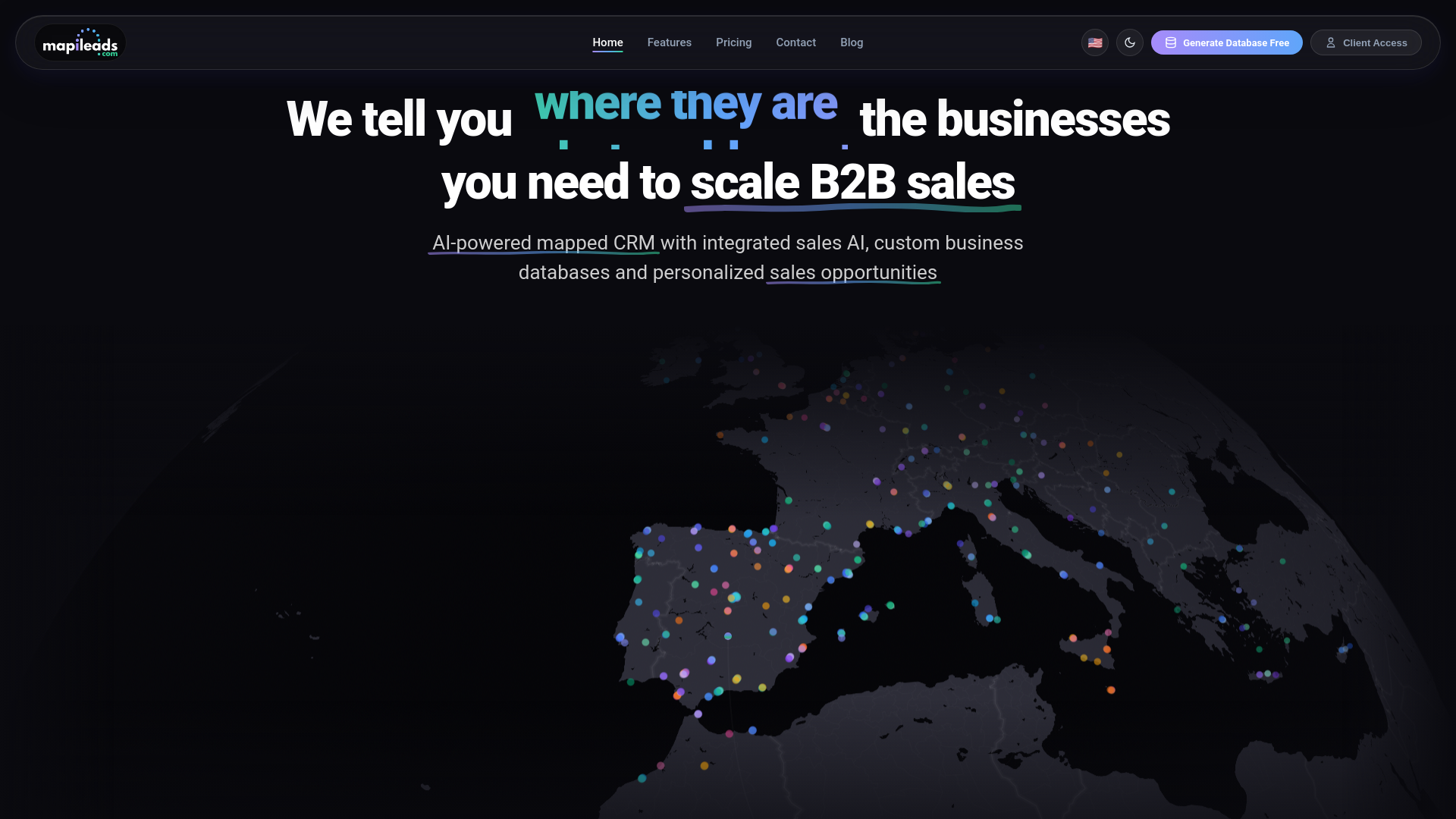 website screenshot of https://mapileads.tech/