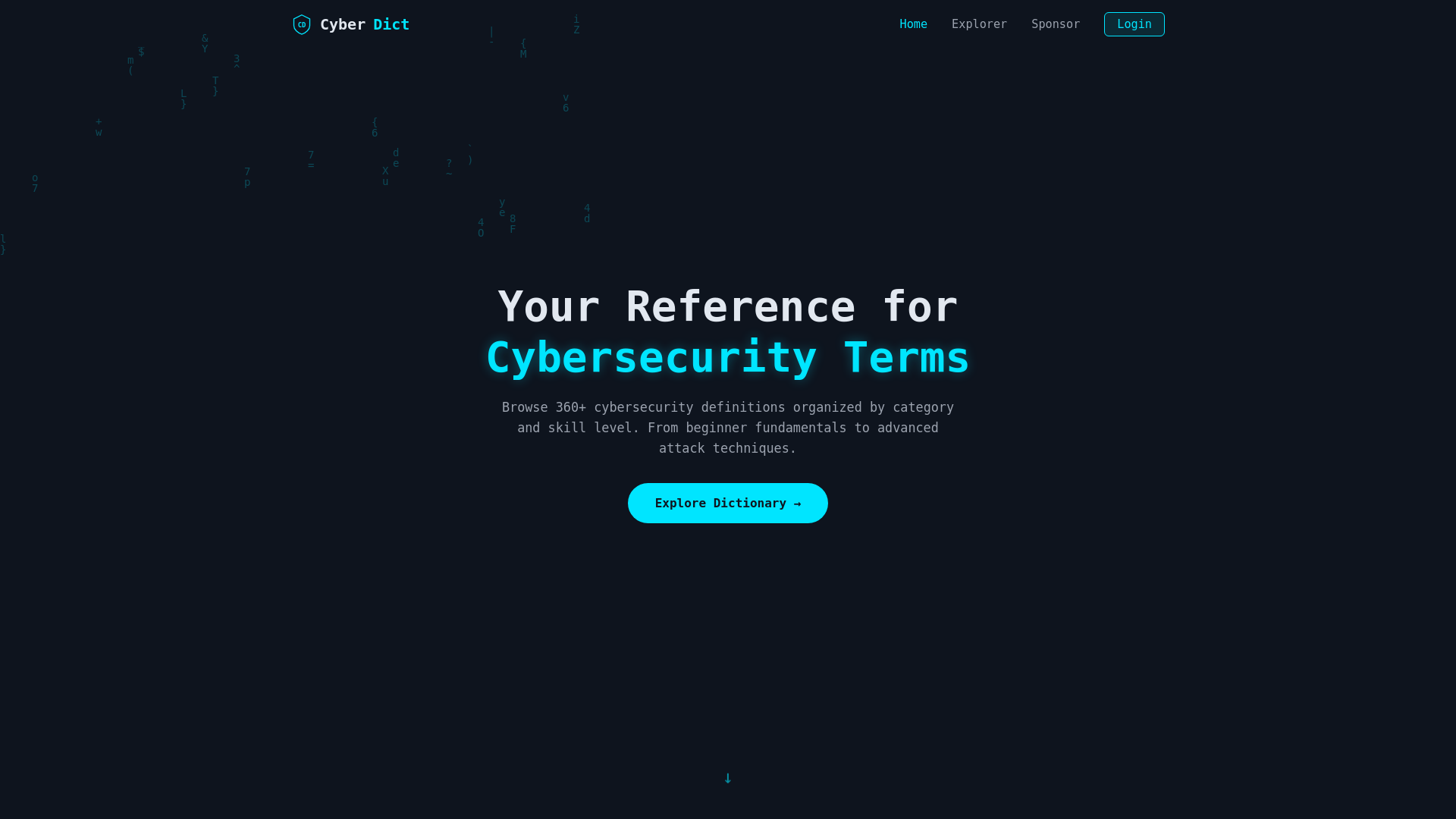 website screenshot of https://cyberdict.pages.dev/