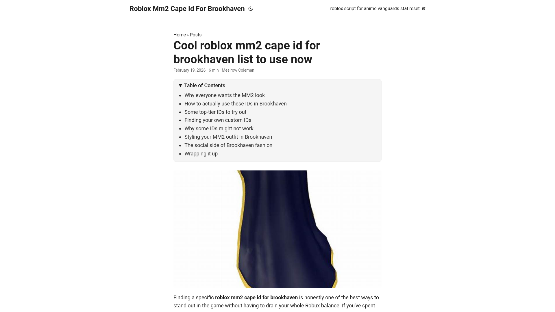 website screenshot of https://roblox-mm2-cape-id-for-brookhaven.pages.dev/