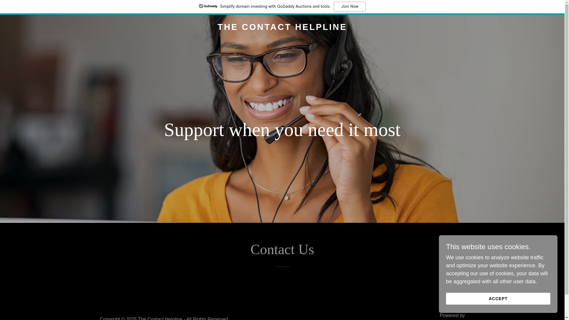 website screenshot of https://thecontacthelpline.com/