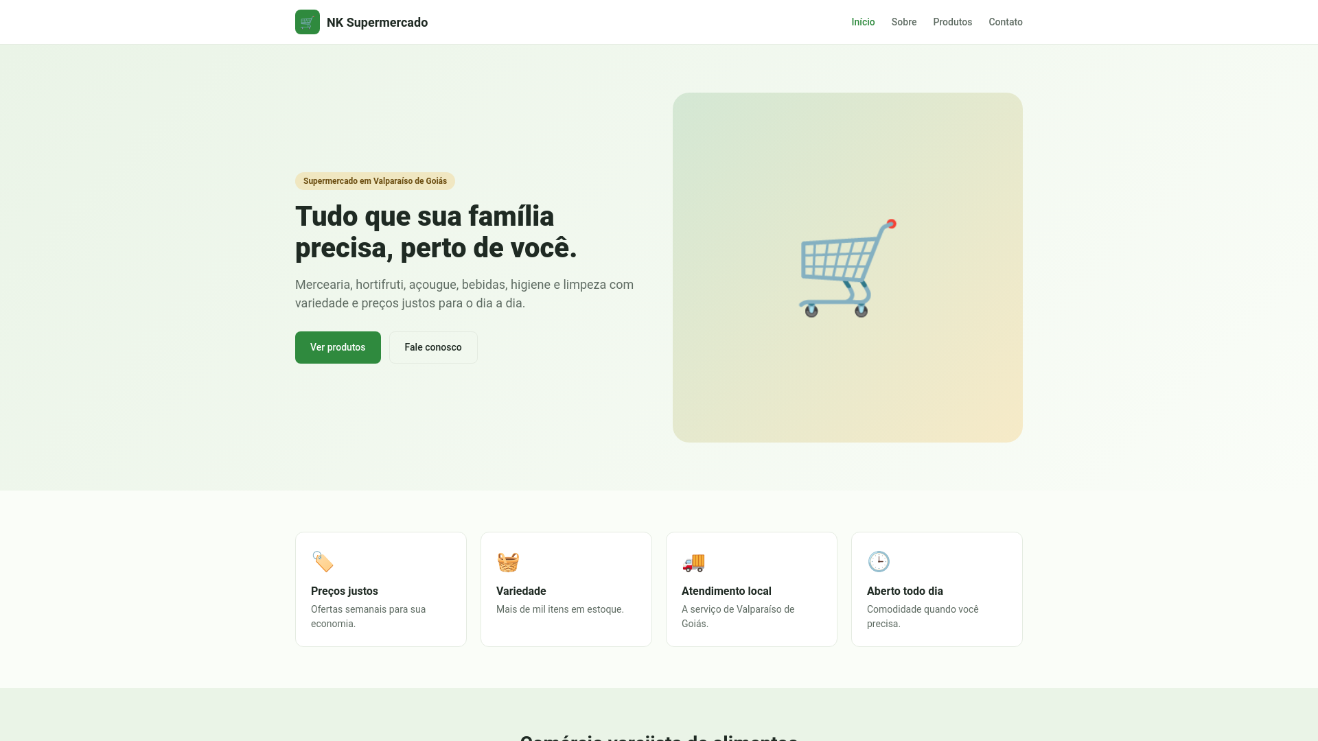 website screenshot of https://nkcomercio.xyz/