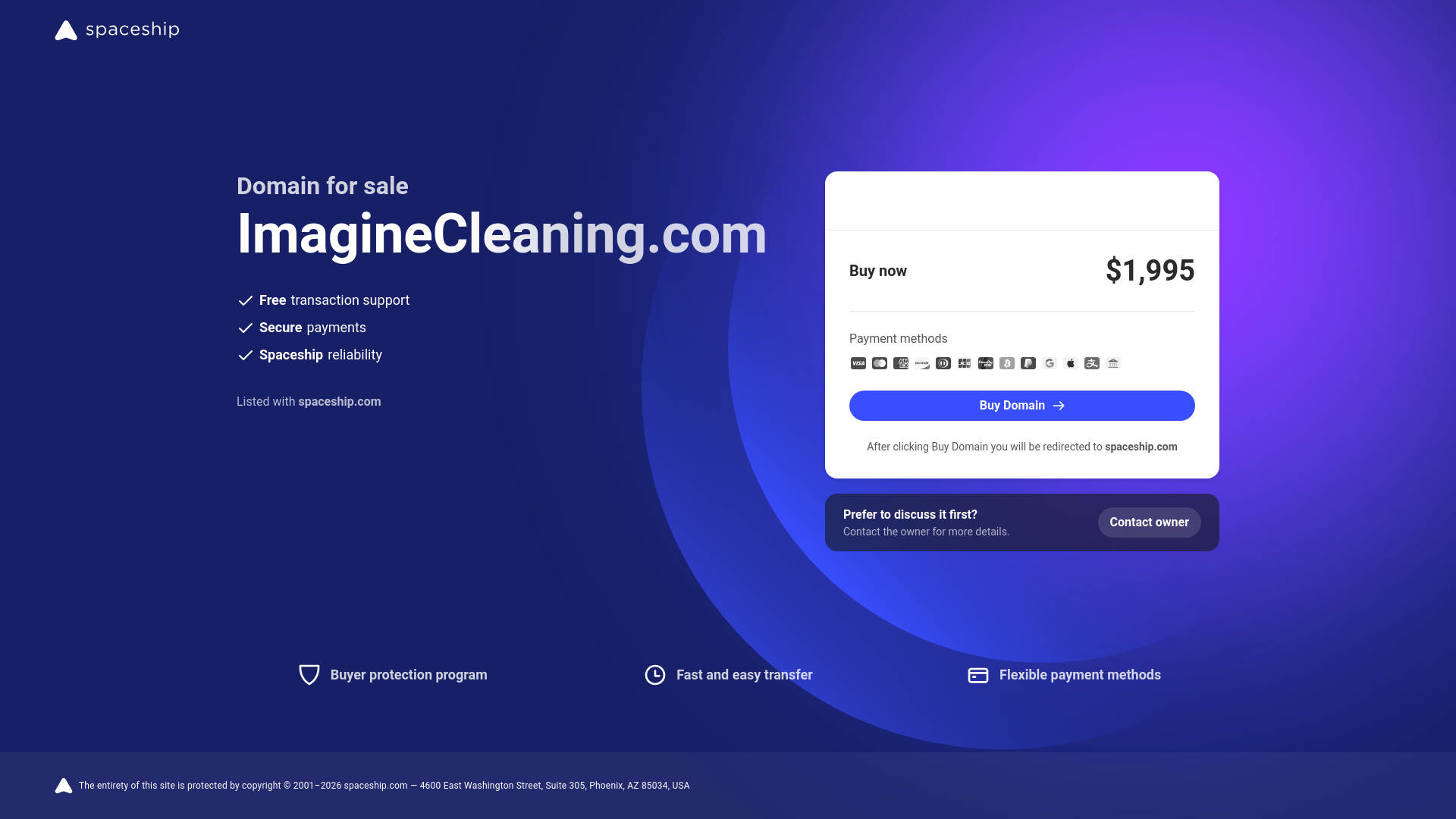 website screenshot of https://imaginecleaning.info/