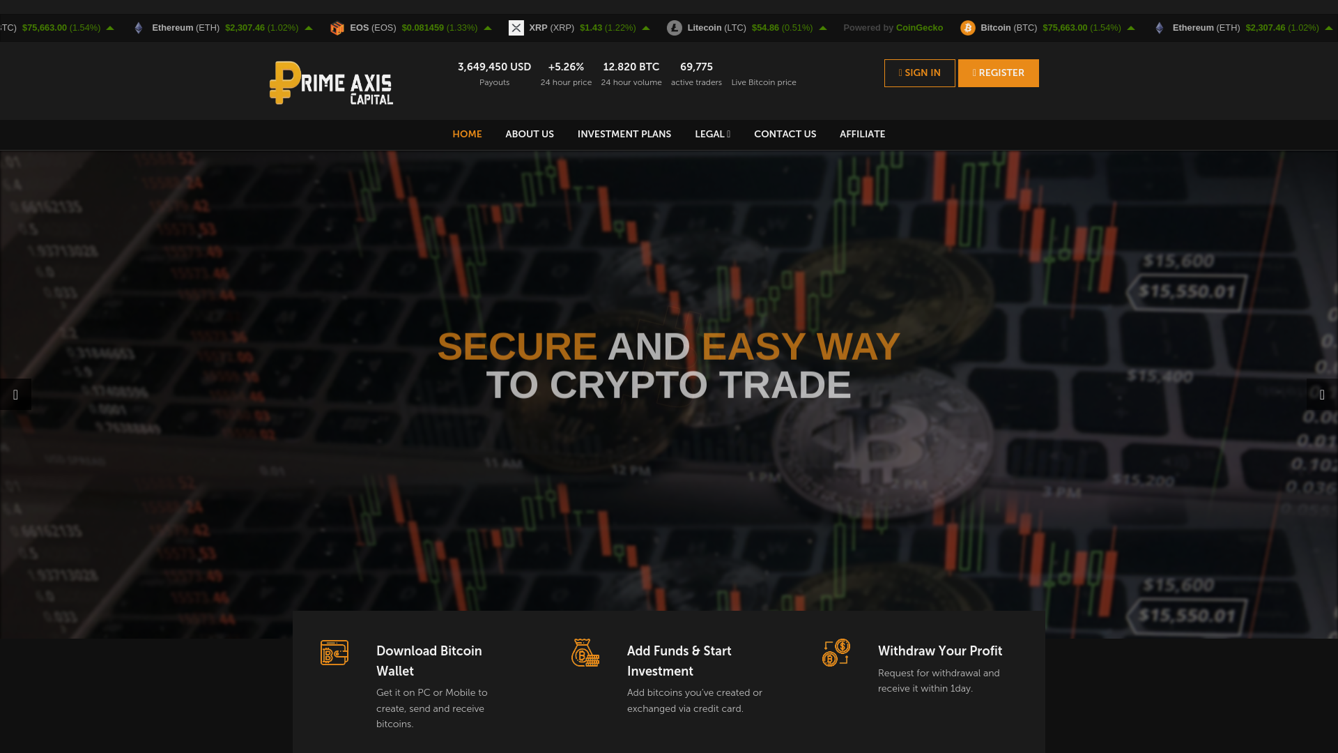 website screenshot of https://primeaxiscapital.cyou