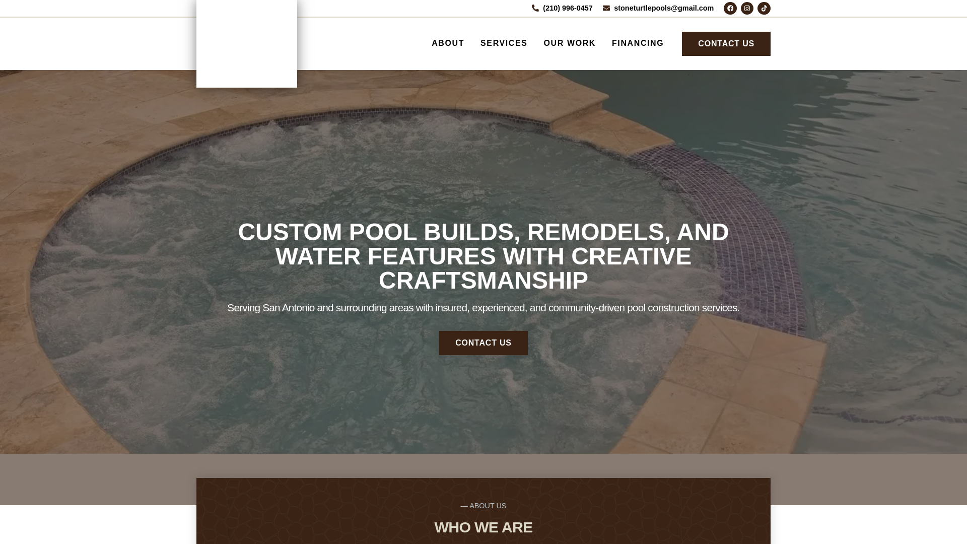website screenshot of https://stoneturtlepools.builders