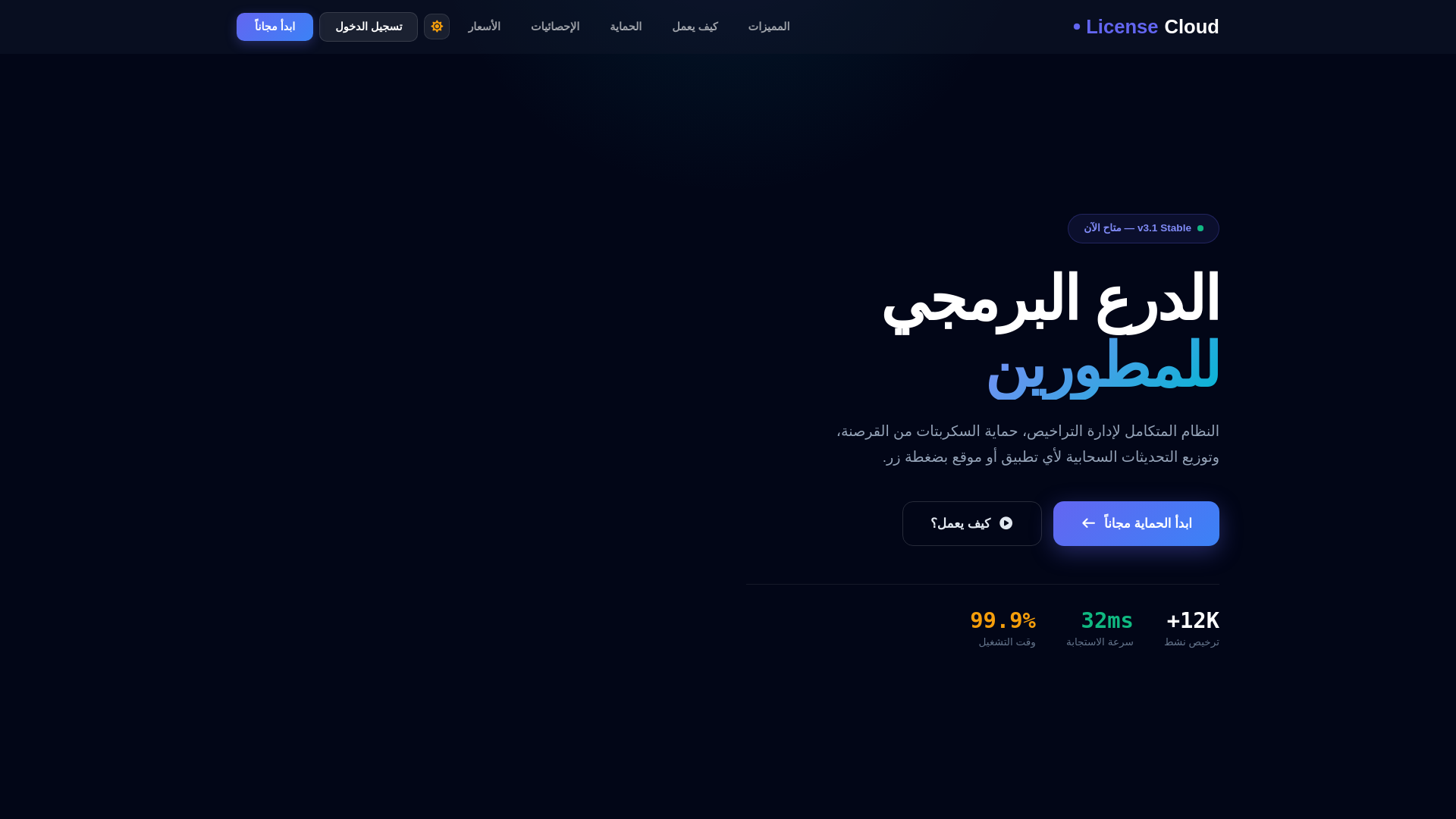 website screenshot of https://cloudlicense.io/