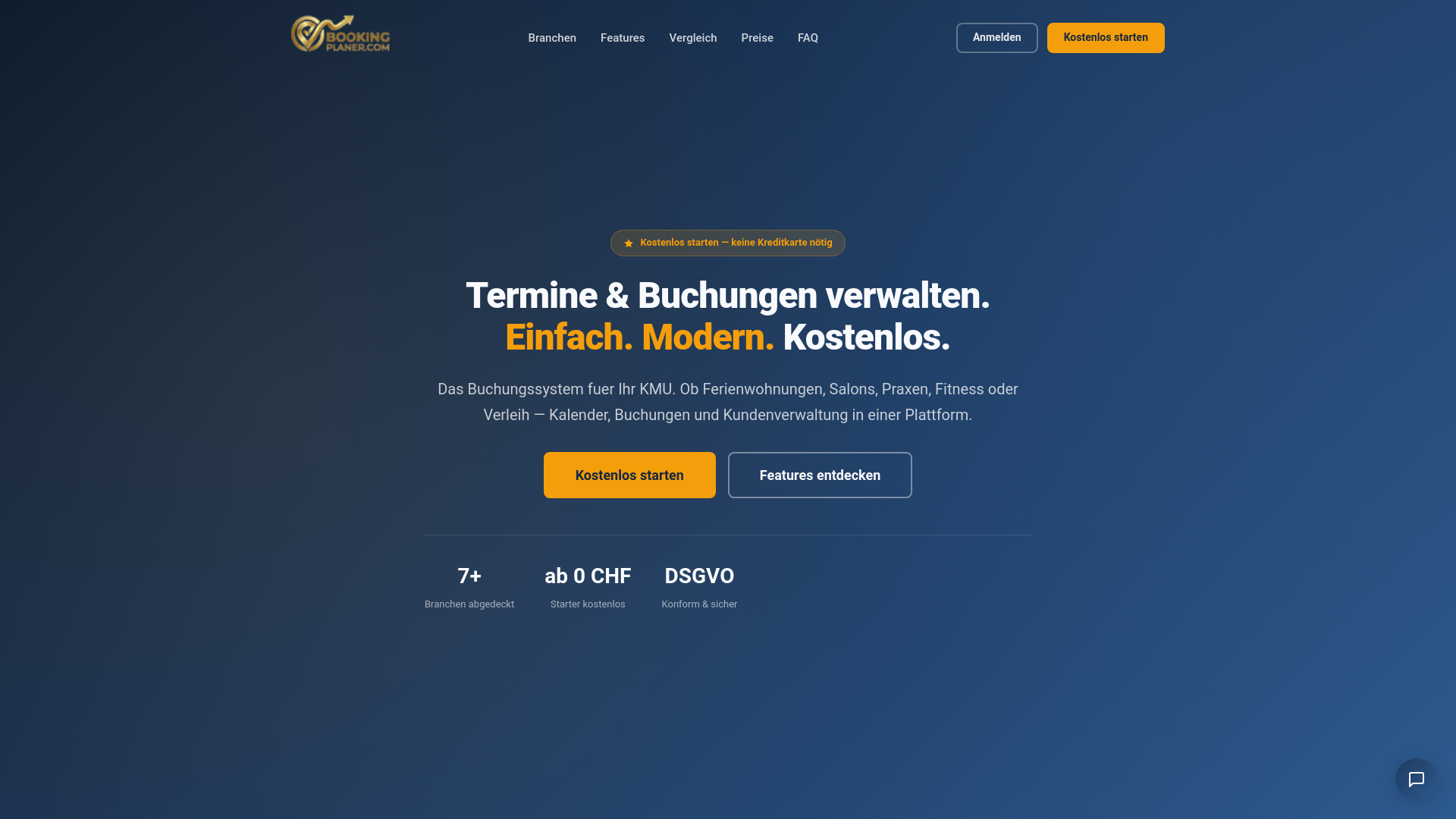 website screenshot of https://bookingplaner.ch/