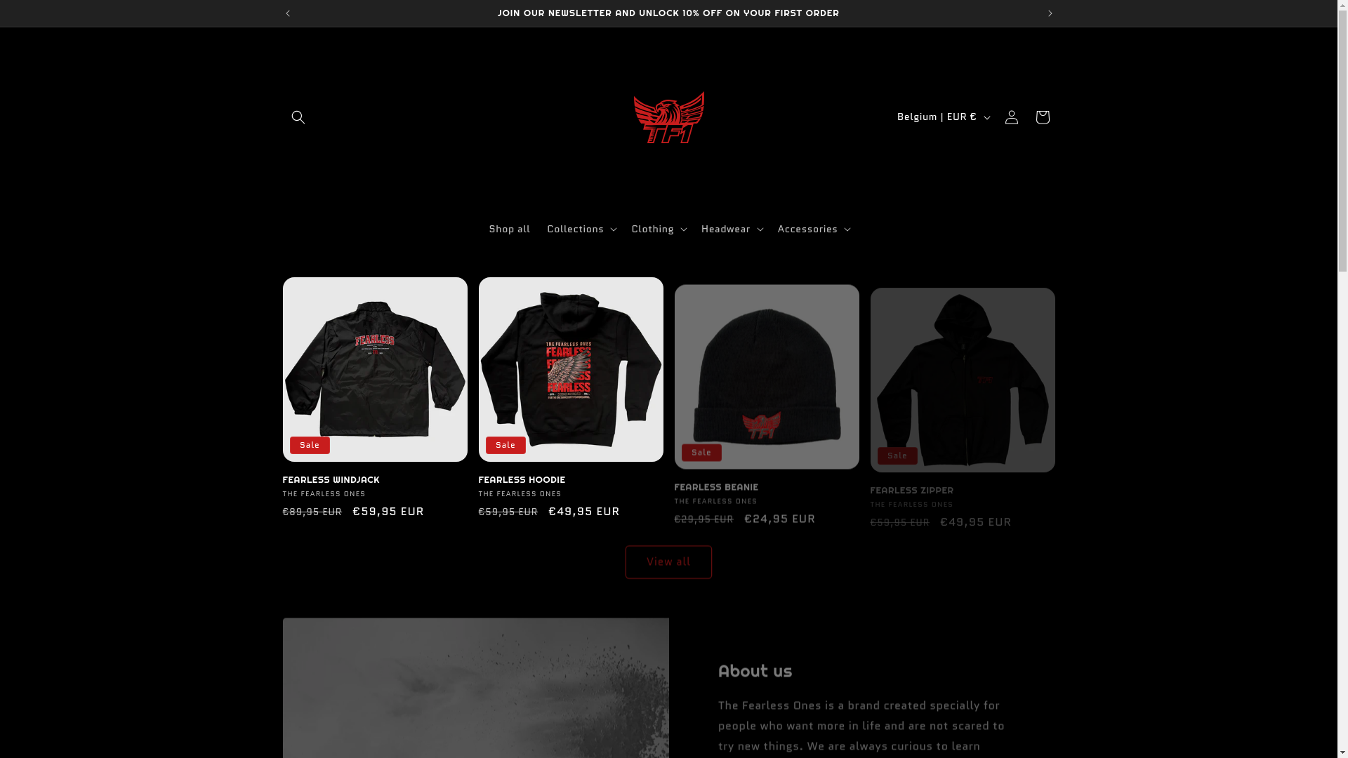 website screenshot of https://thefearlessones.be/