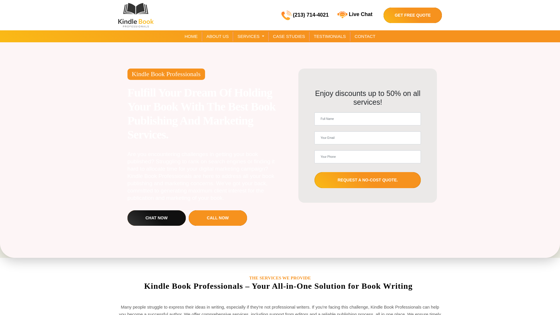 website screenshot of https://kindlebookprofessionals.com