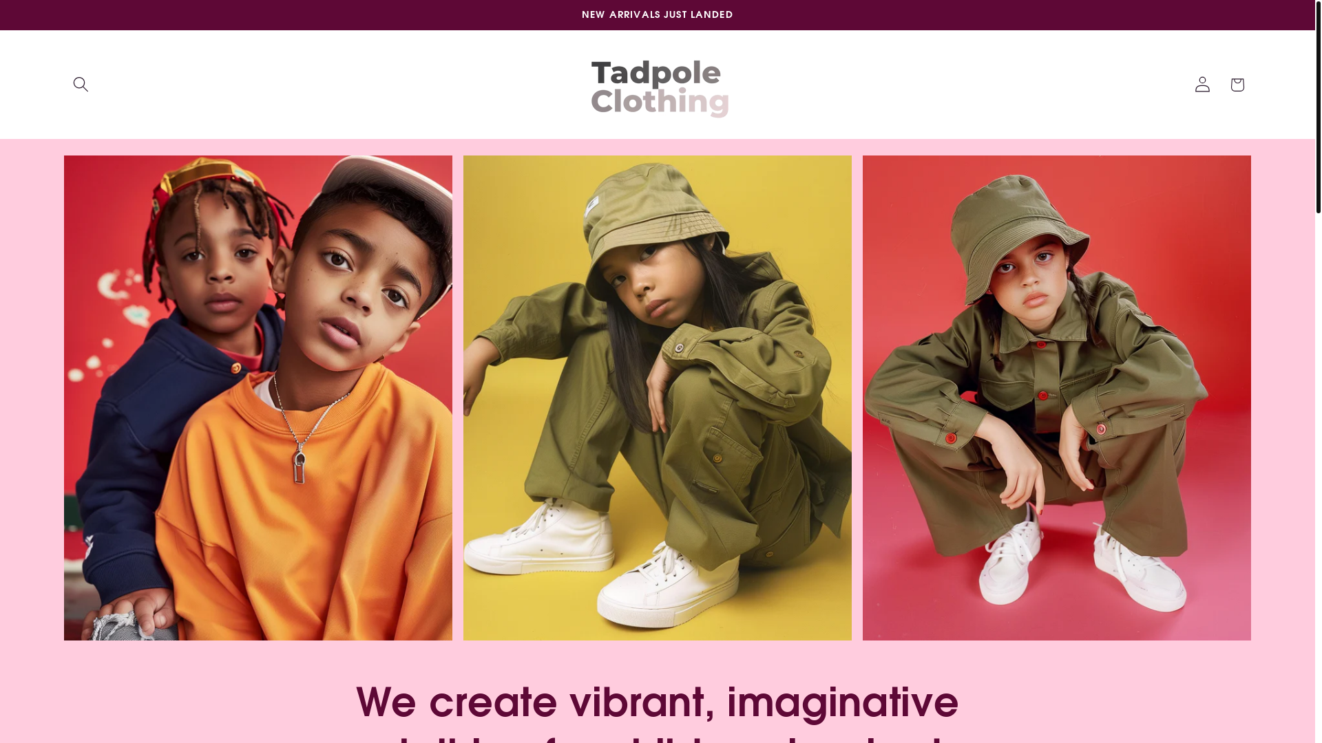 website screenshot of https://tadpoleclothing.shop/