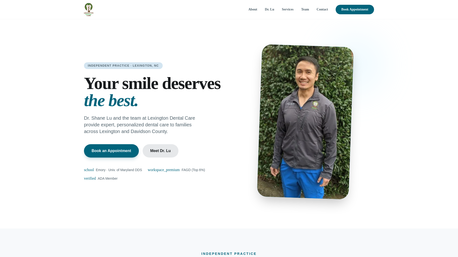 website screenshot of https://lexington-dental-care.pages.dev/
