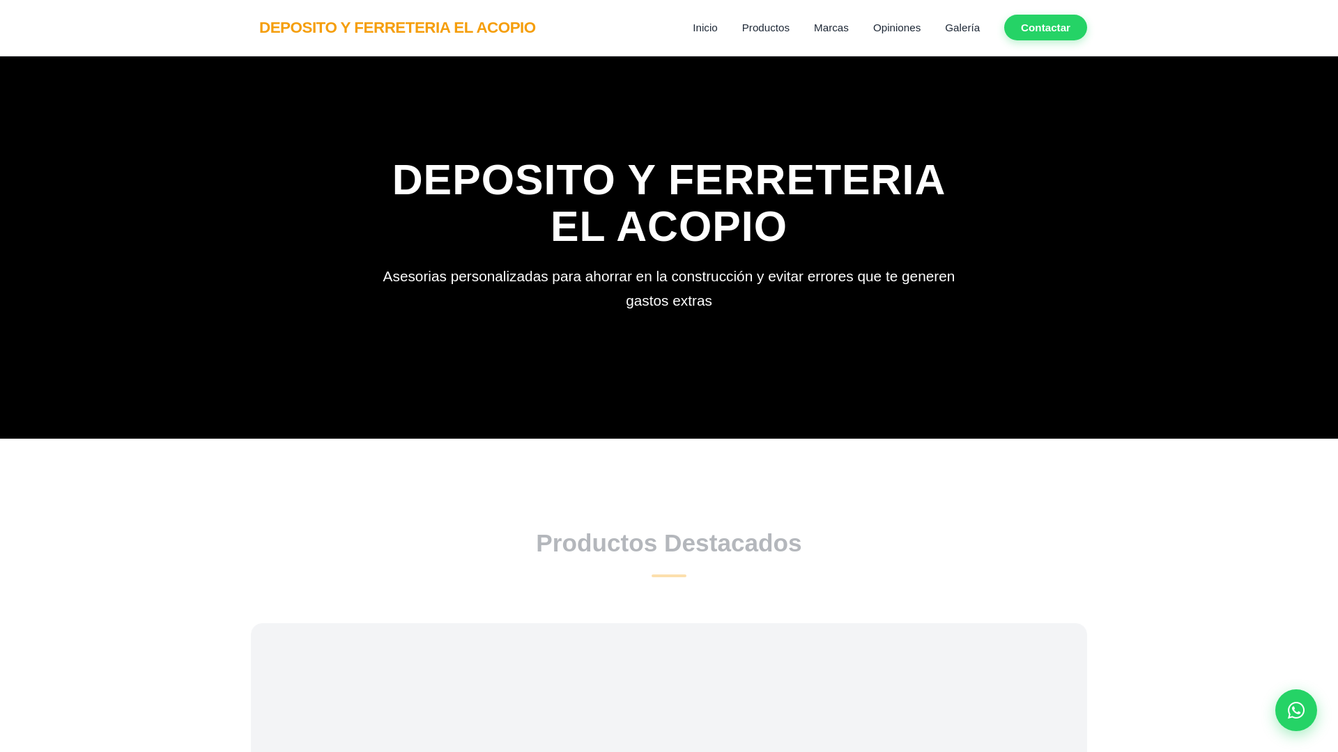 website screenshot of https://depositoyferreteriaelacopio.com/