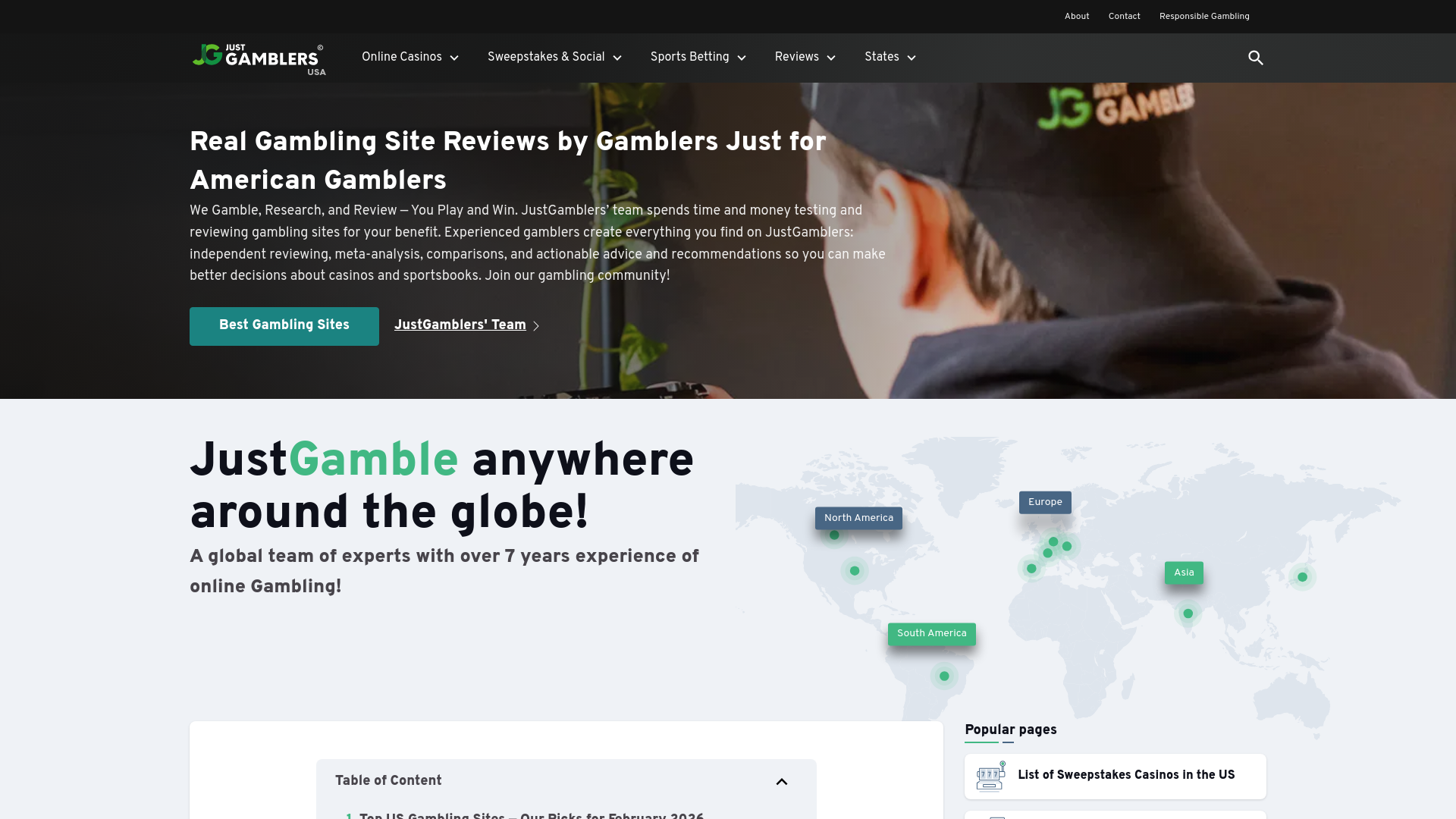 website screenshot of https://justgamblers.com