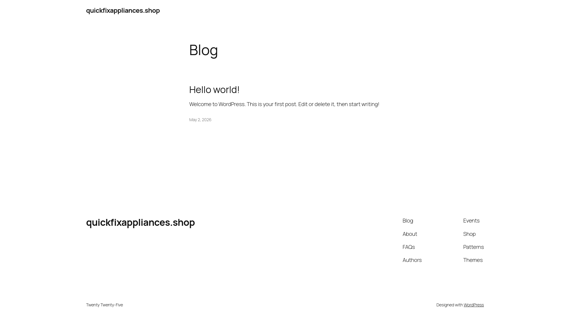 website screenshot of https://quickfixappliances.shop/