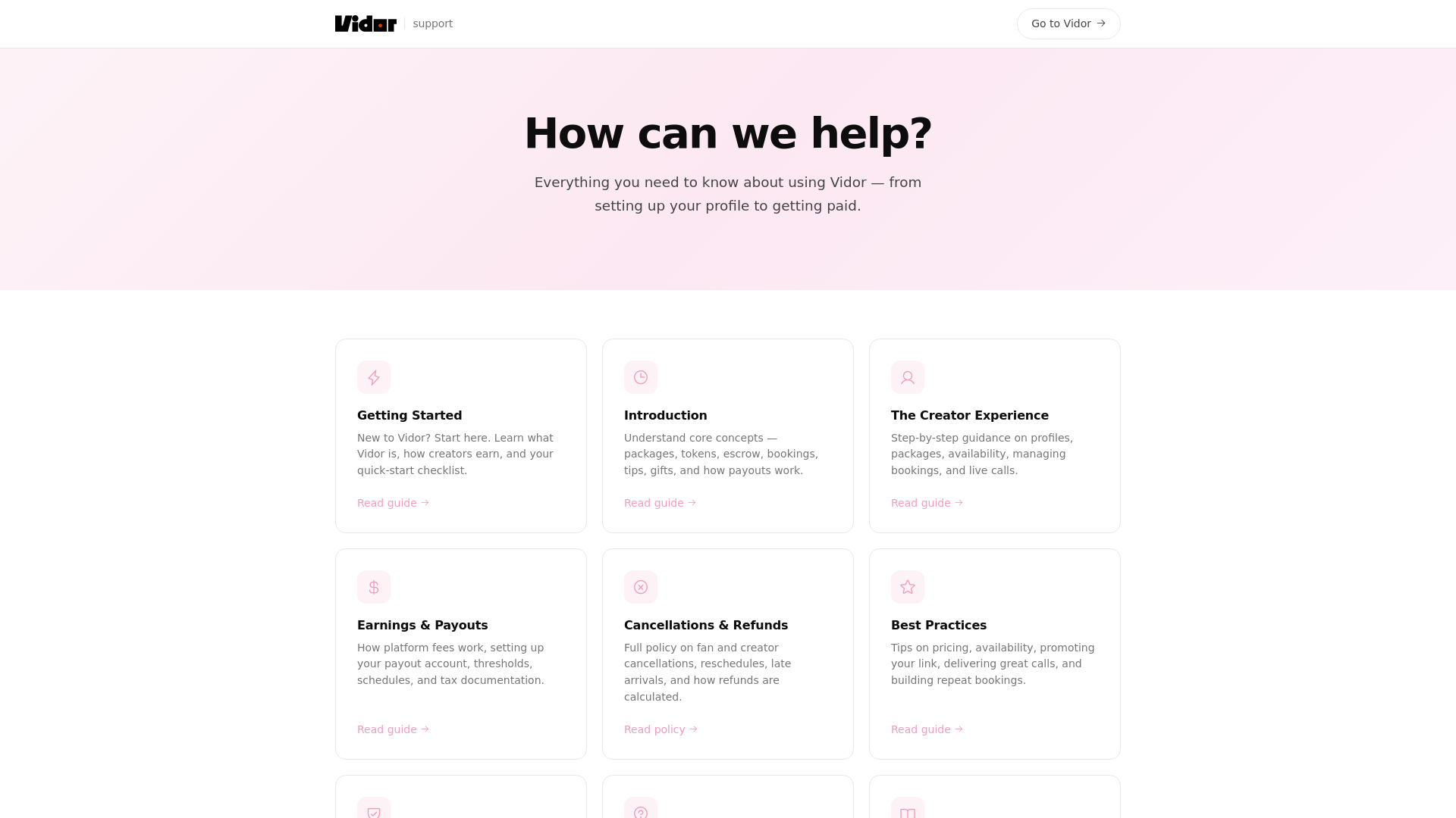 website screenshot of https://vidor-support.pages.dev/