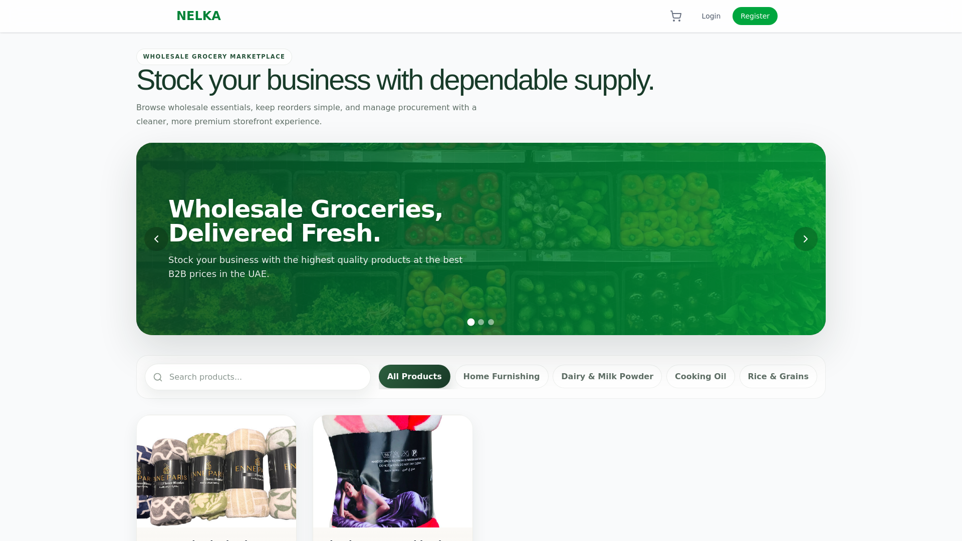website screenshot of https://nelkastore.com