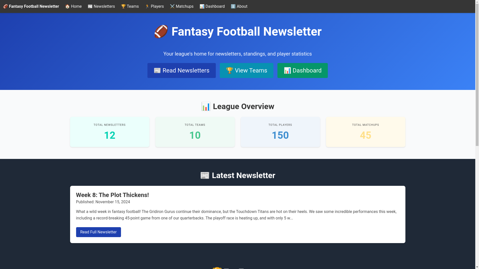 website screenshot of https://fantasyfootballnewsletter.net/