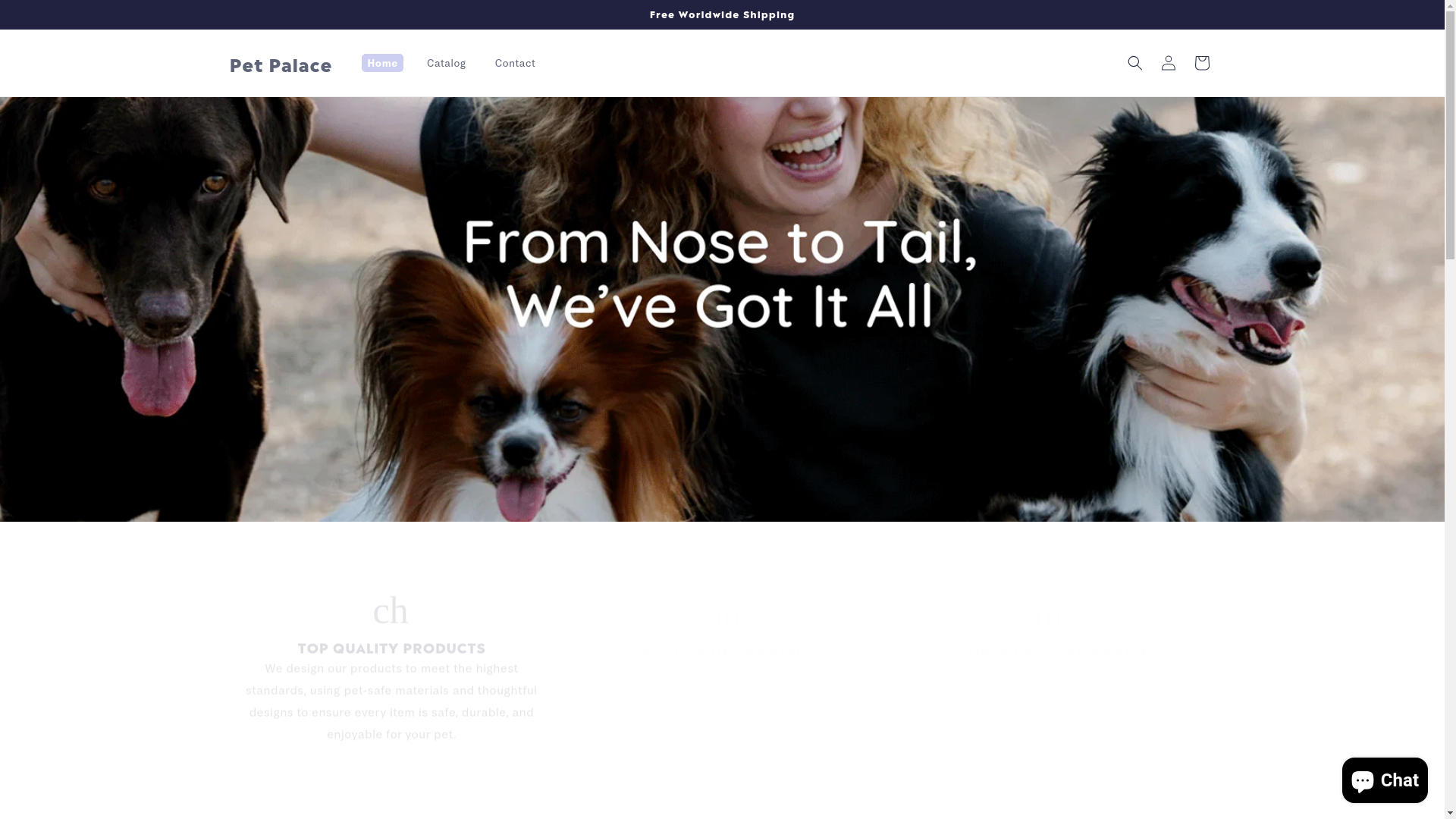 website screenshot of https://petpalace.com.gl/