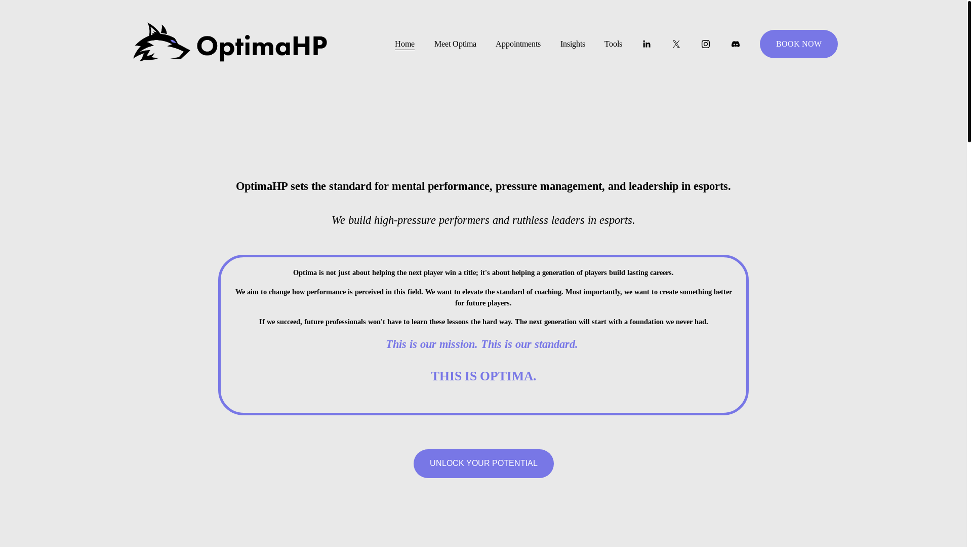 website screenshot of https://optimahumanperformance.com/