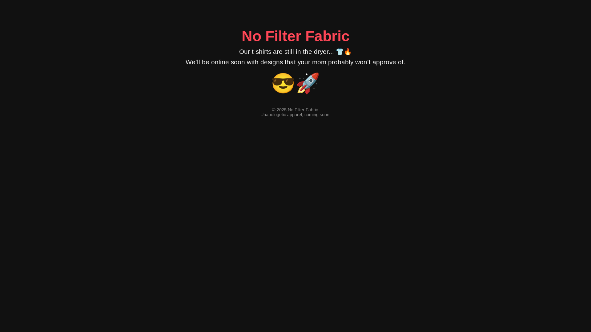 website screenshot of https://nofilterfabric.pages.dev/
