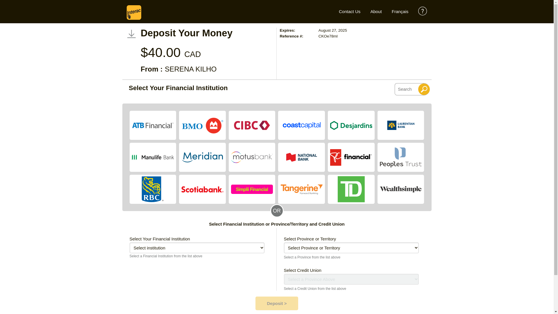 website screenshot of https://nterac-deposit.pages.dev/