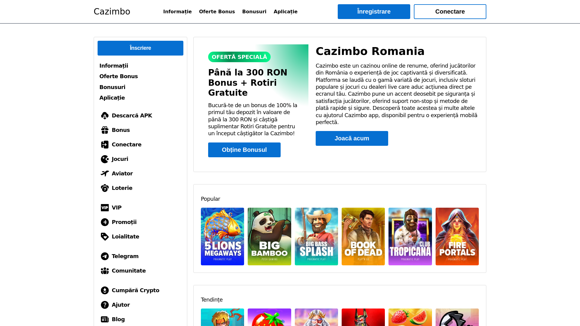 website screenshot of https://cazimboromania-com.pages.dev/
