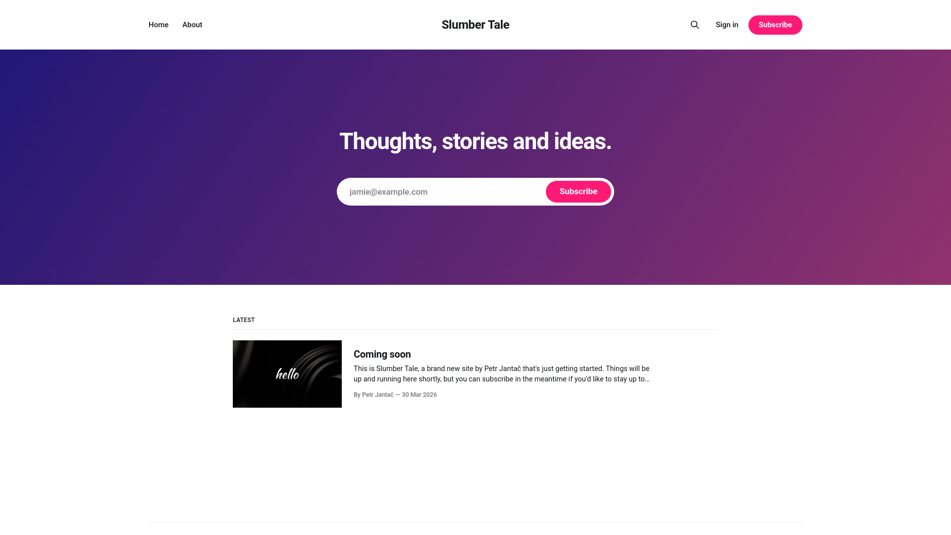 website screenshot of https://slumbertale.com