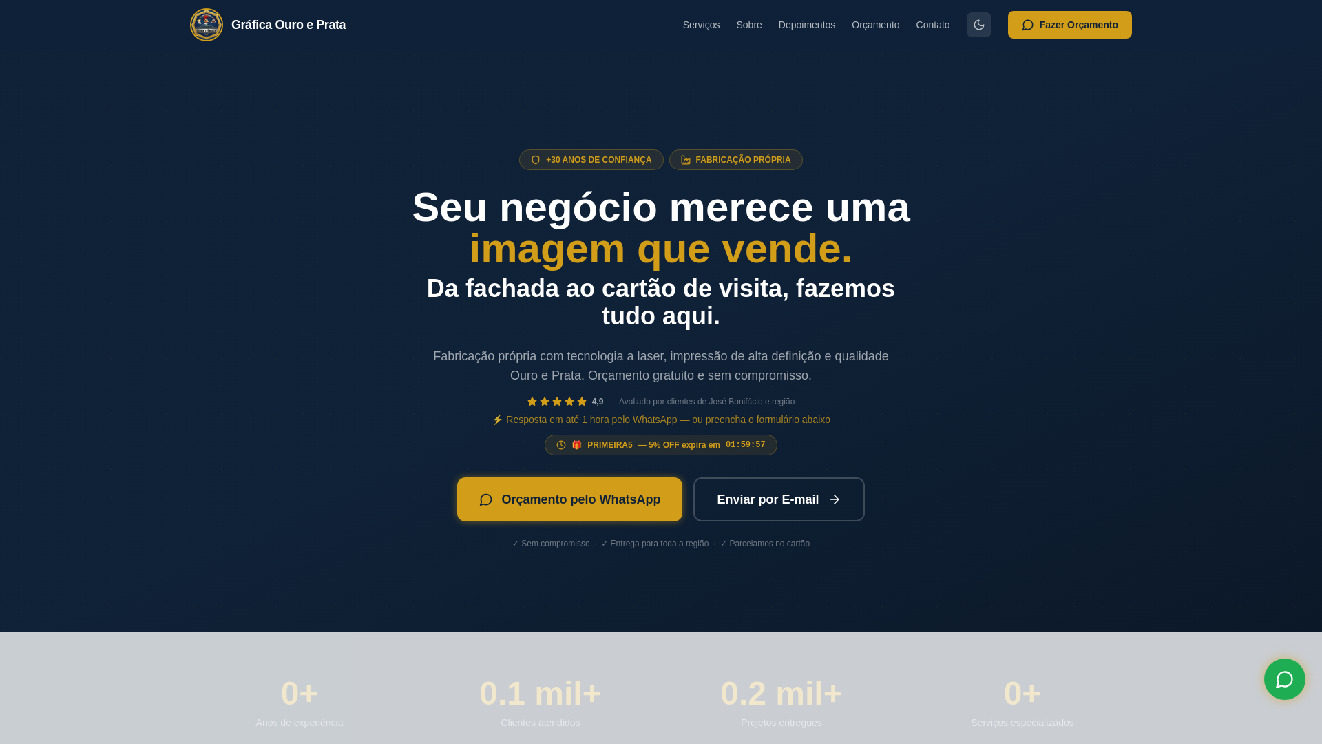 website screenshot of https://graficaouroeprata.com.br/