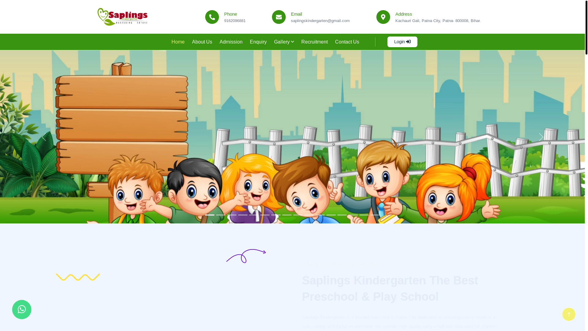 website screenshot of https://saplingskindergarten.com/