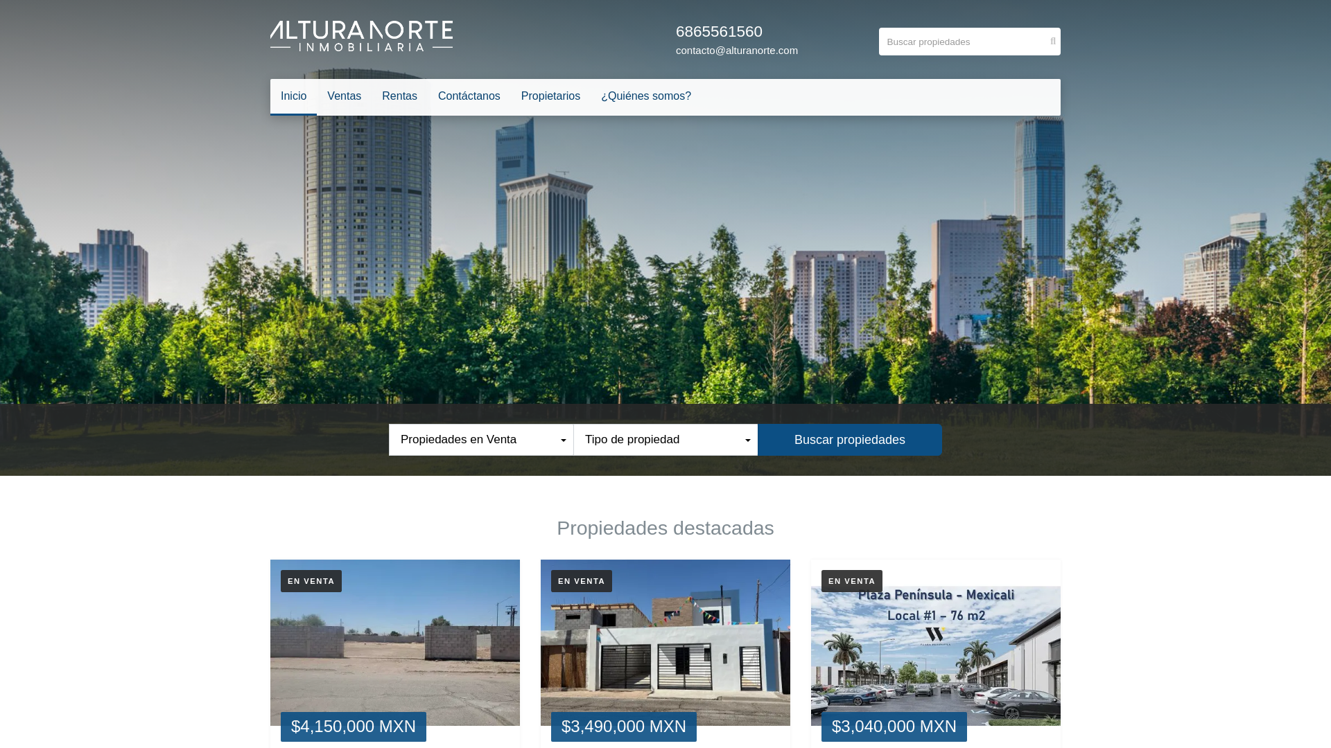 website screenshot of https://alturanorte.com