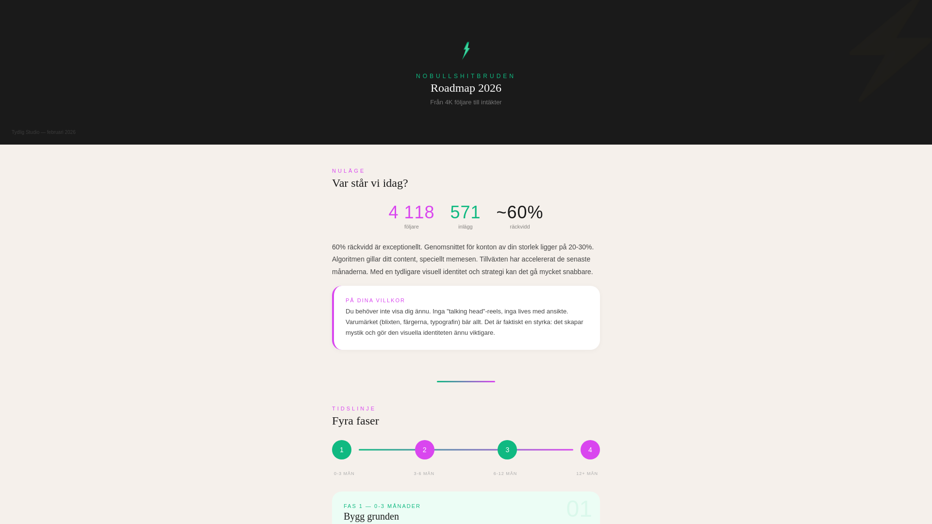 website screenshot of https://nobullshitbruden-tydlig-studio-raodmap.pages.dev/